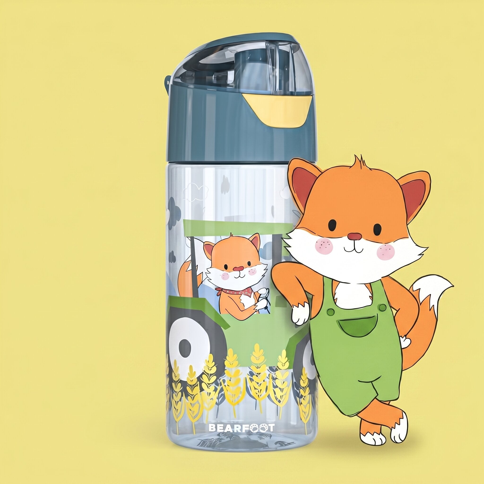 bearfoot-trinkflaschen-traktor-fuchs-trinkflasche-450ml-bpa-frei image 1