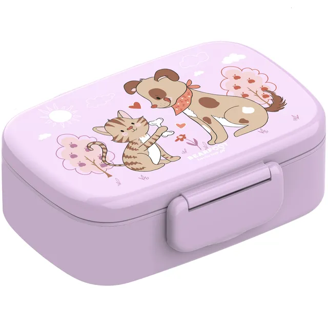 bearfoot-bento-brotdose-kinder-hund-katze-f-cher-lila image 1