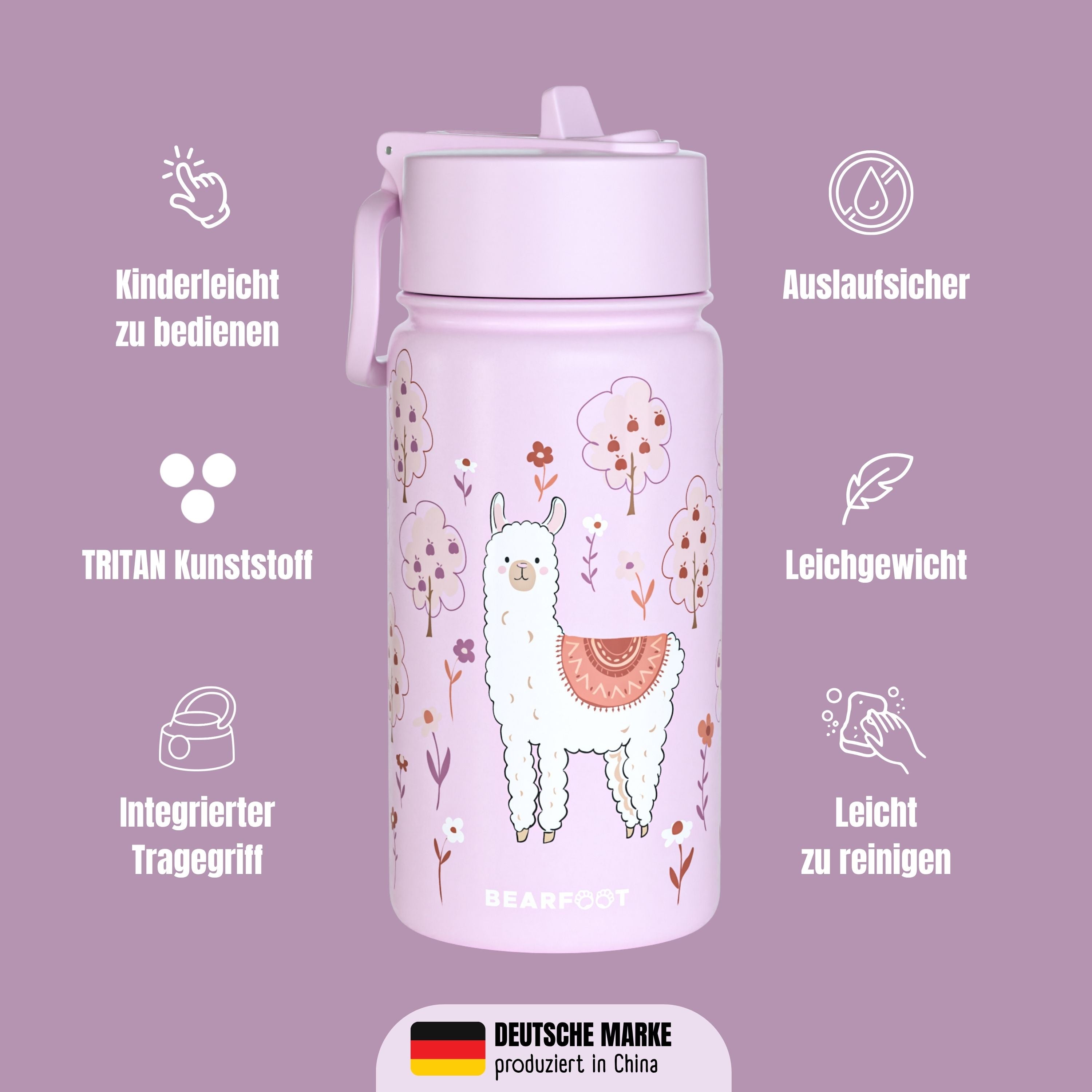bearfoot-thermo-lama-lila-isolierflasche-400-ml-edelstahl image 4