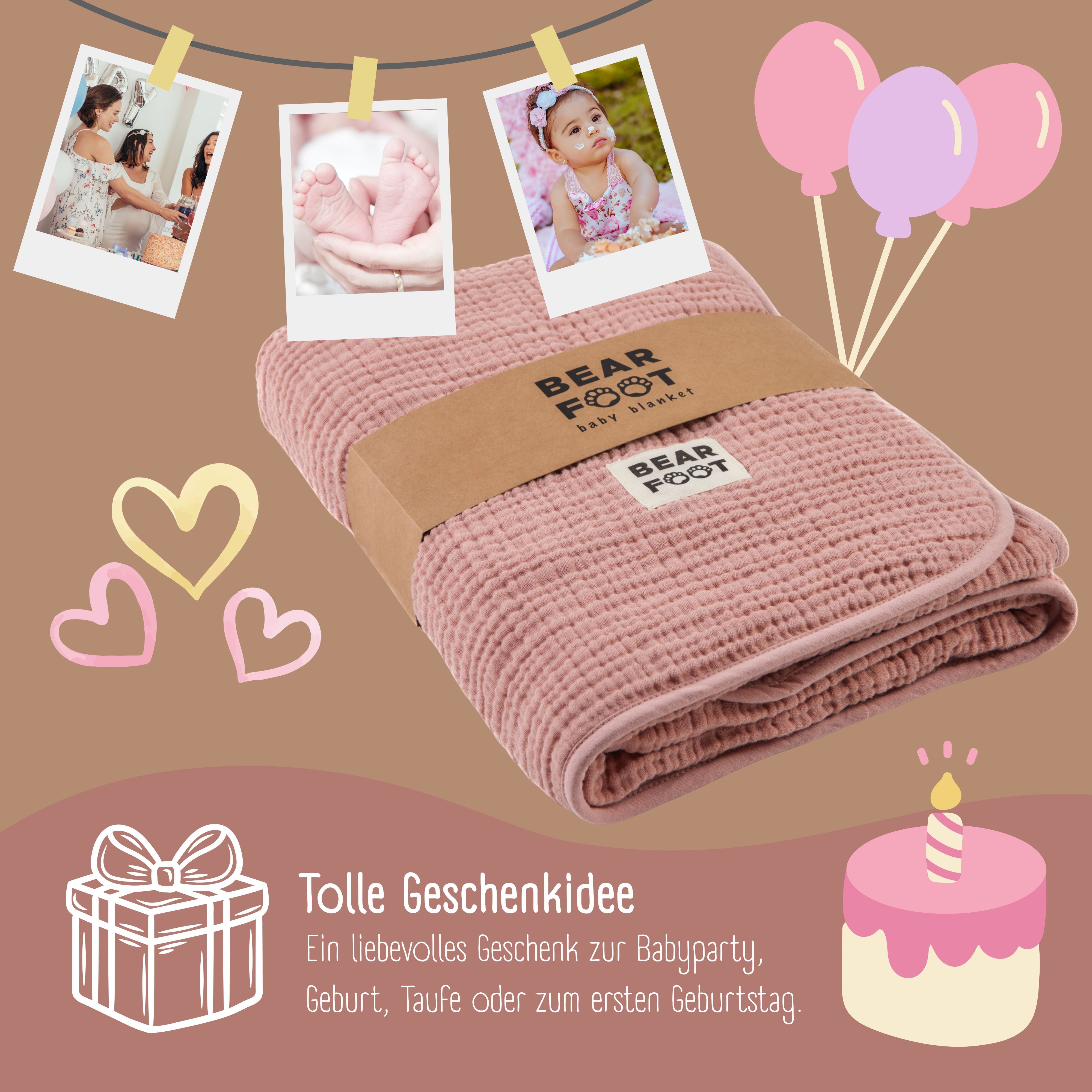 bearfoot-babydecke-musselin-fleece-rosa-kuscheldecke image 5