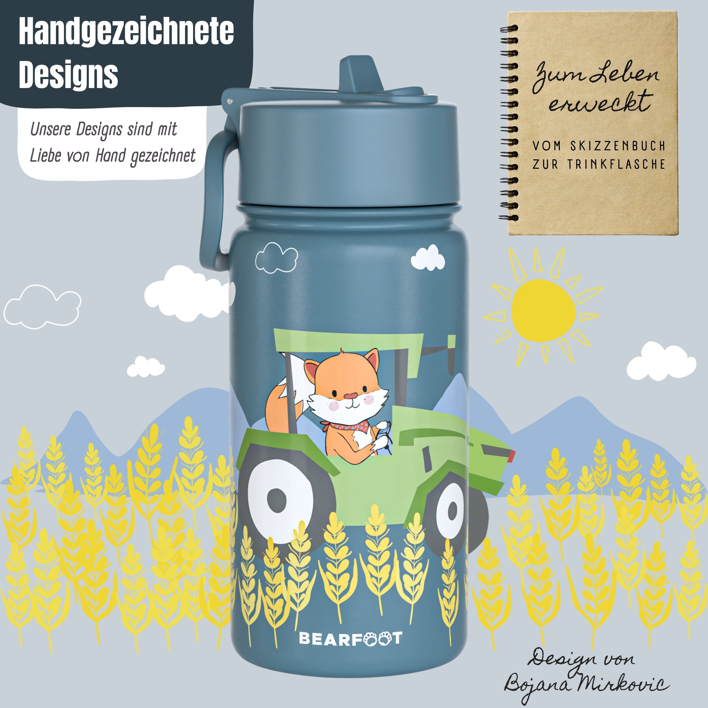 bearfoot-isolierflasche-thermo-trinkflasche-traktor-400-ml image 3