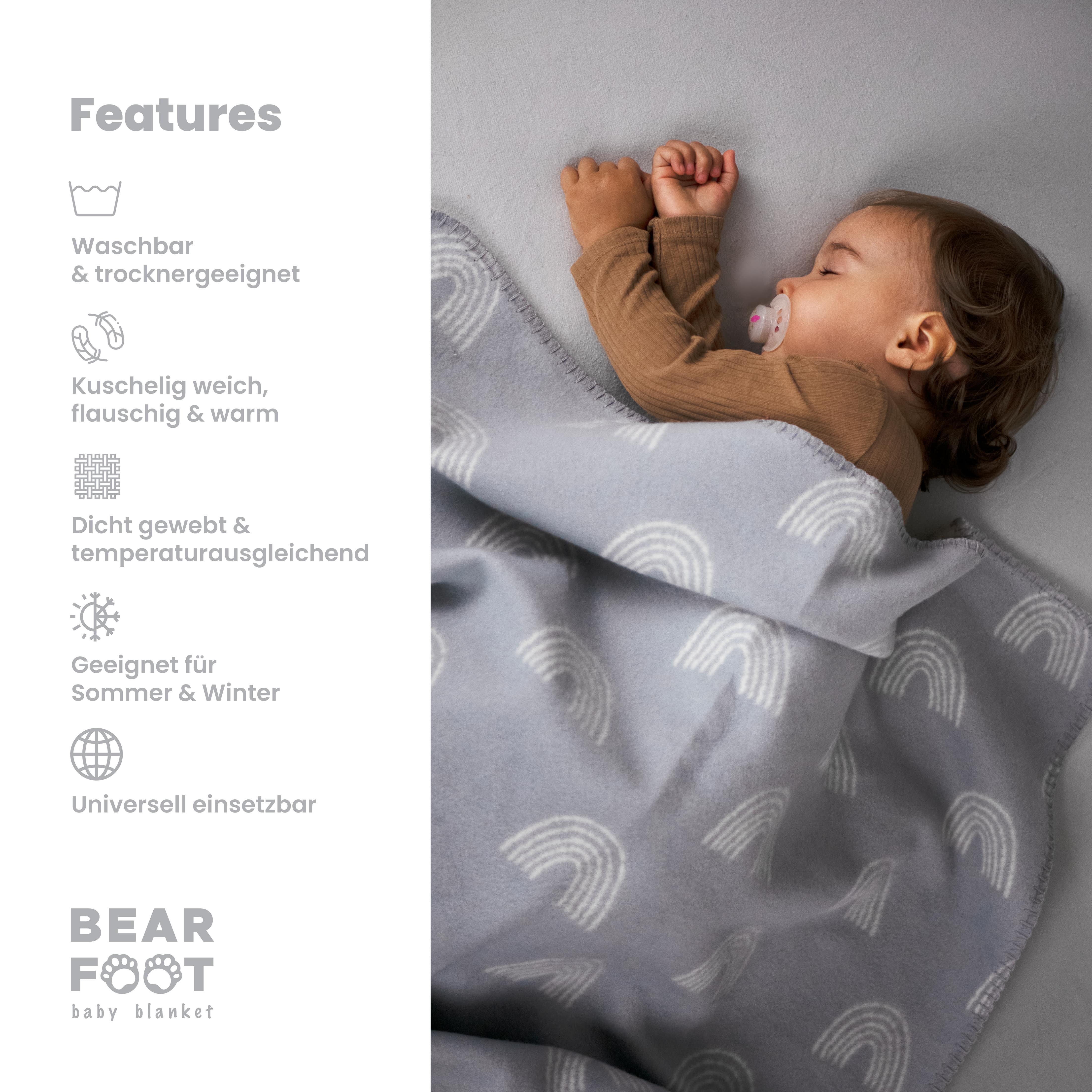 bearfoot-babydecke-bio-baumwolle-regenbogen-grau-100x75-made-in-germany image 3