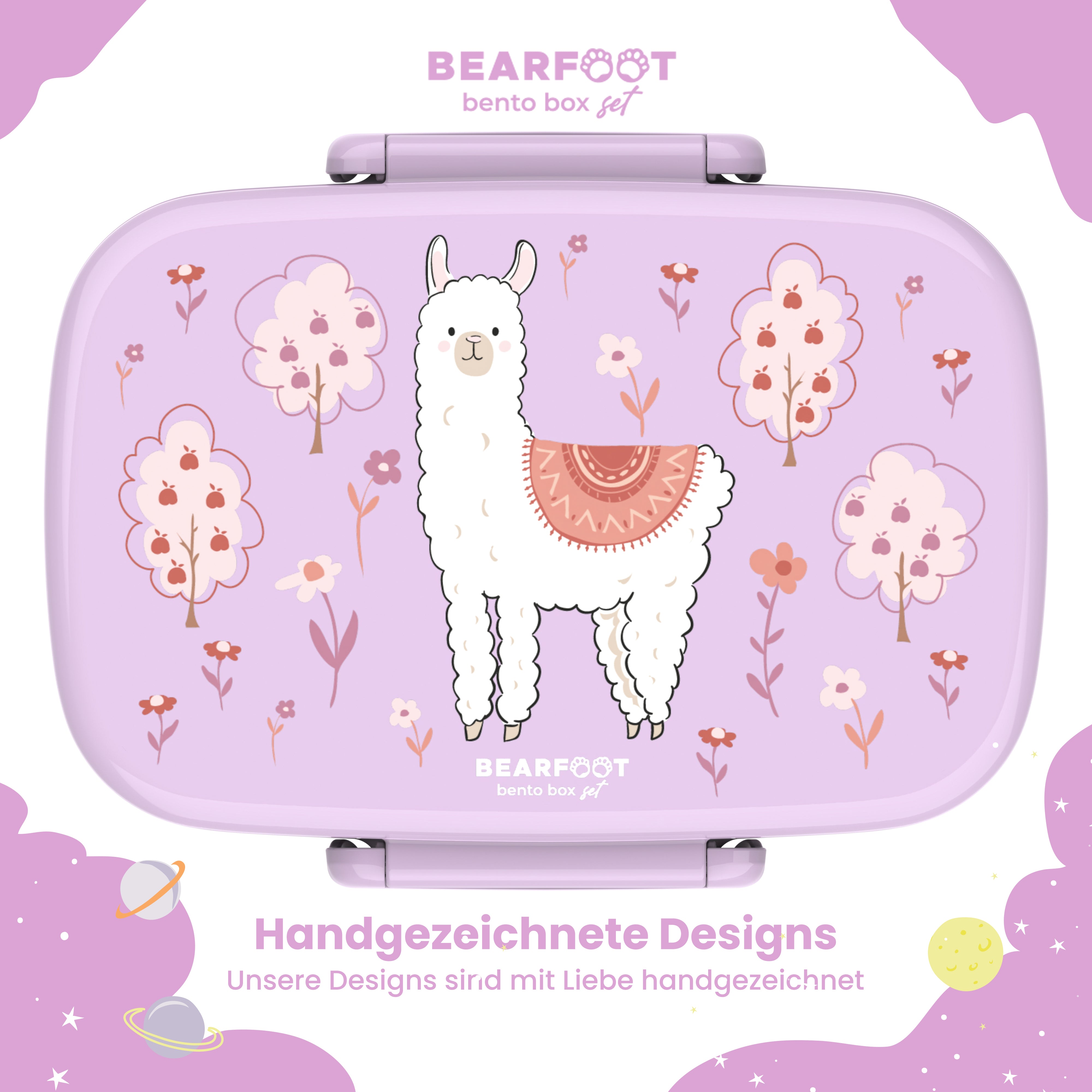 bearfoot-brotdose-kinder-mit-f-chern-bento-lama-lila-auslaufsicher image 2