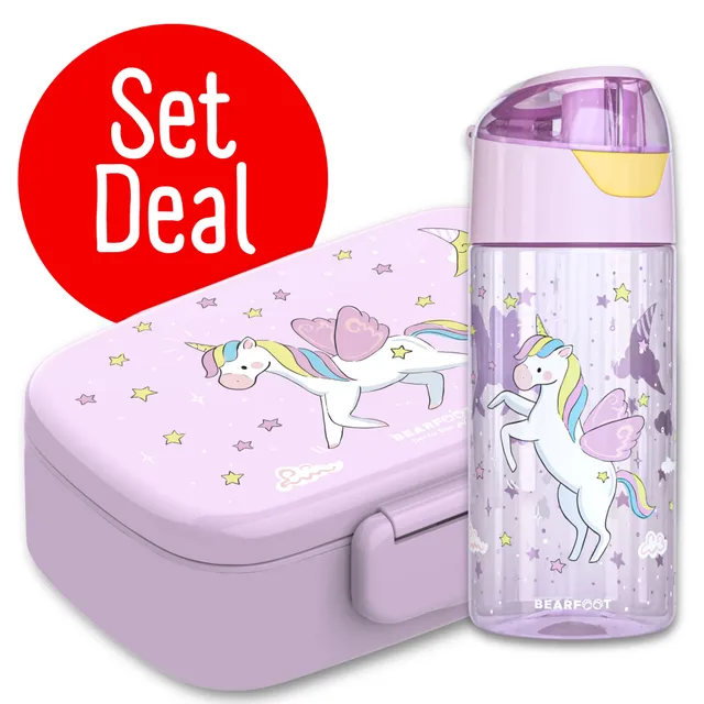 bearfoot-bundle-einhorn-bento-box-set-trinkflasche-450-ml image 1