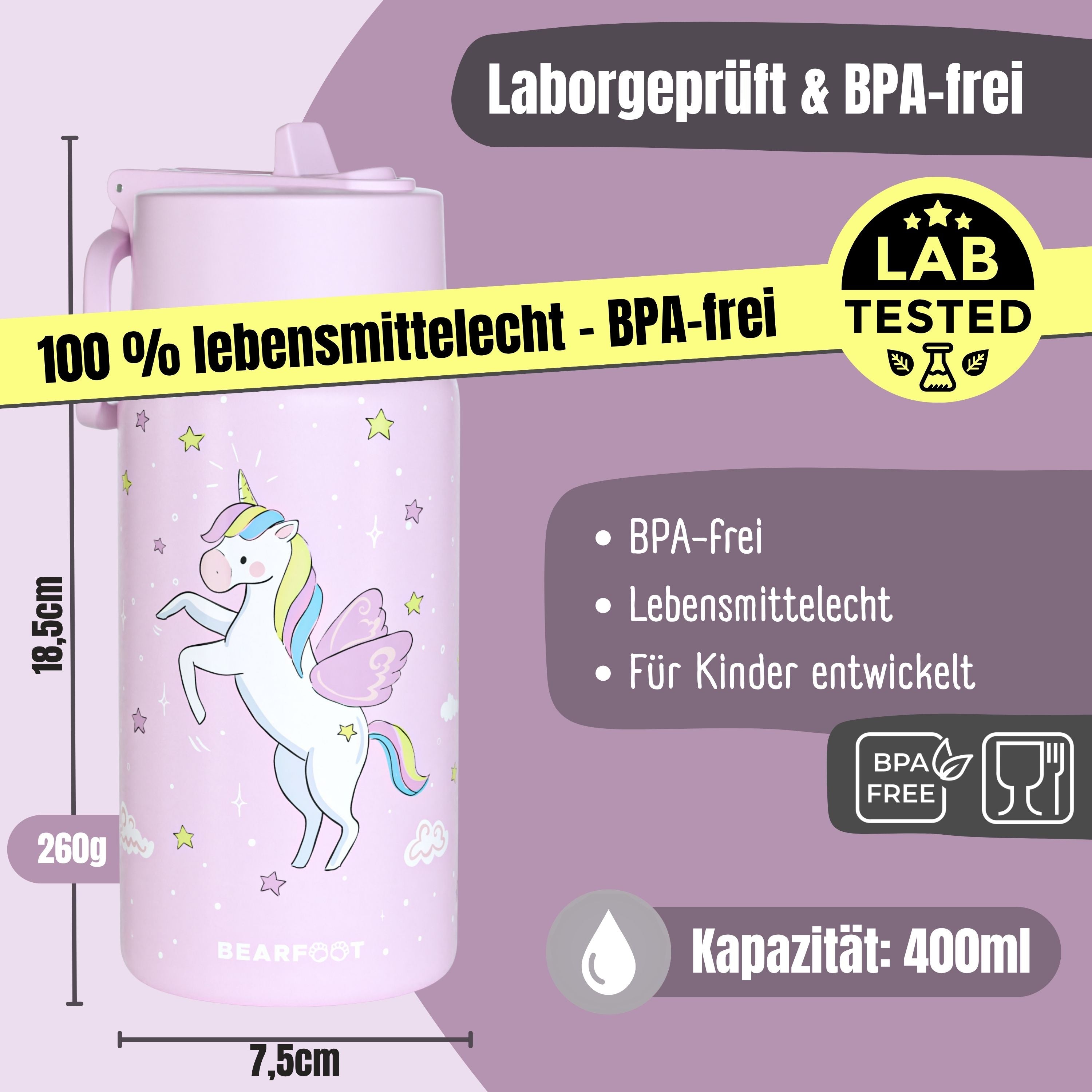 bearfoot-isolierflaschen-einhorn-lila-thermo-trinkflasche-400ml image 5