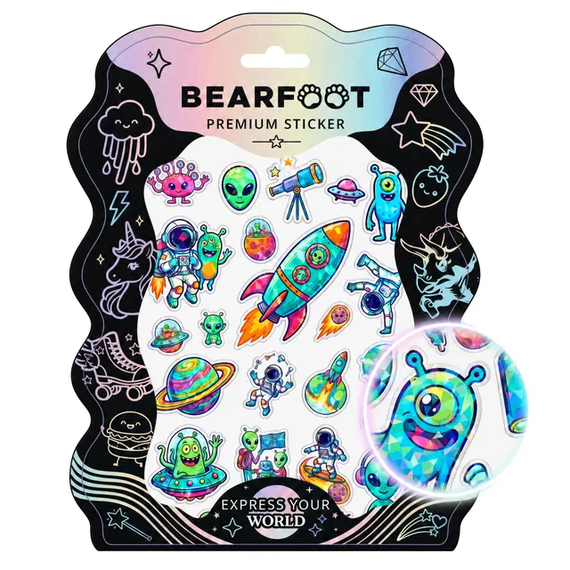 bearfoot-premium-sticker-space-aufkleber-din-a5-holografisch image 1