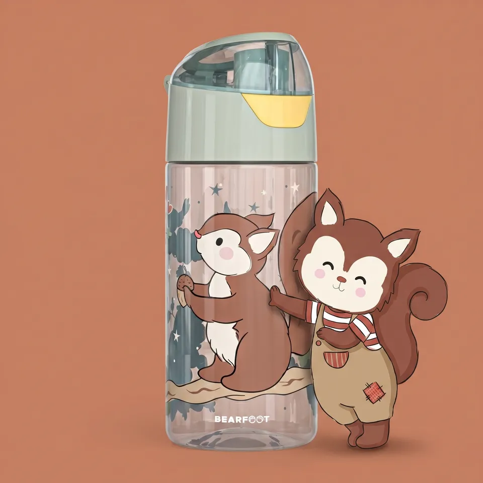 bearfoot-trinkflasche-kinder-450ml-eichh-rnchen-sage-1-klick image 1