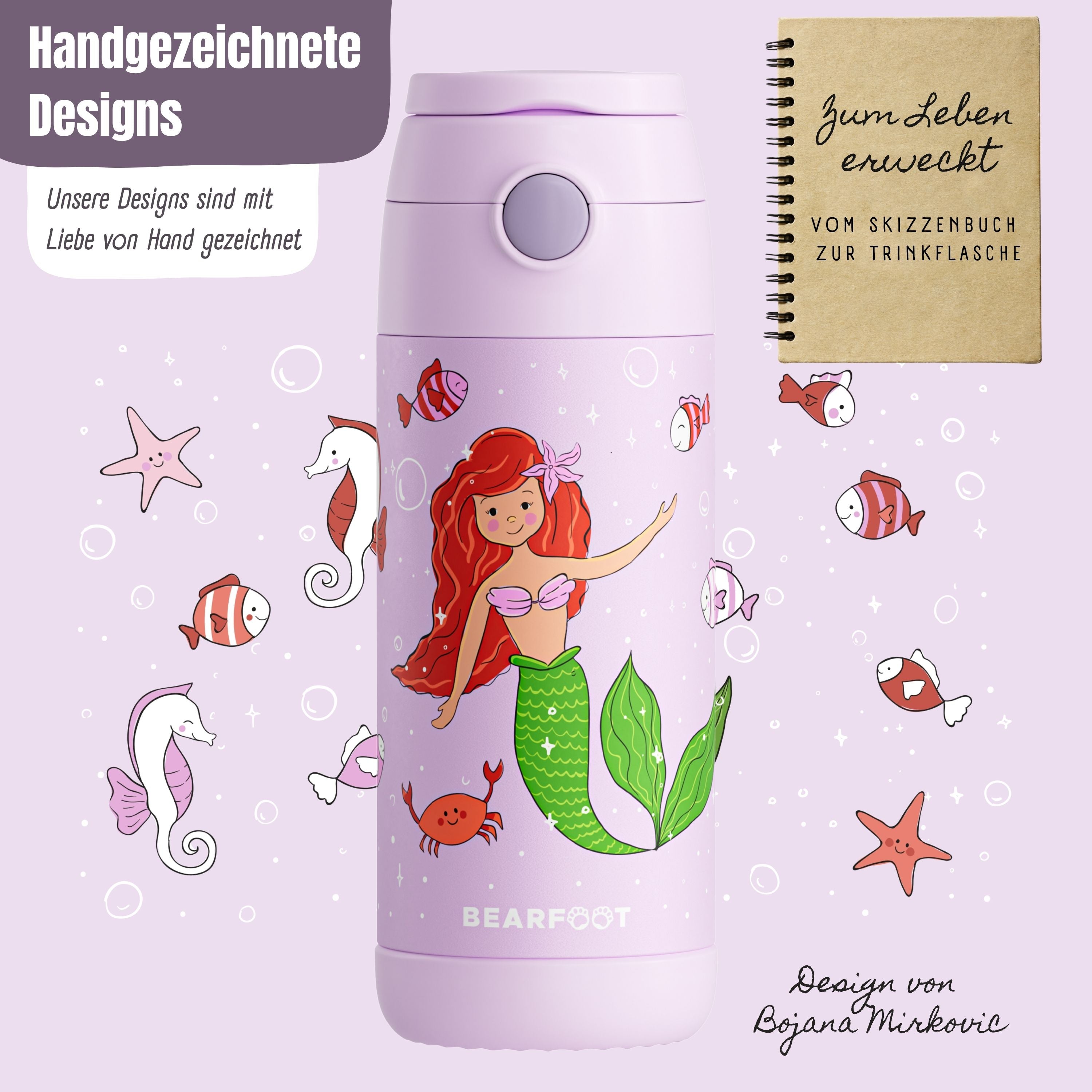 bearfoot-isolierflaschen-thermo-meerjungfrau-lila-350-ml-edelstahl image 4