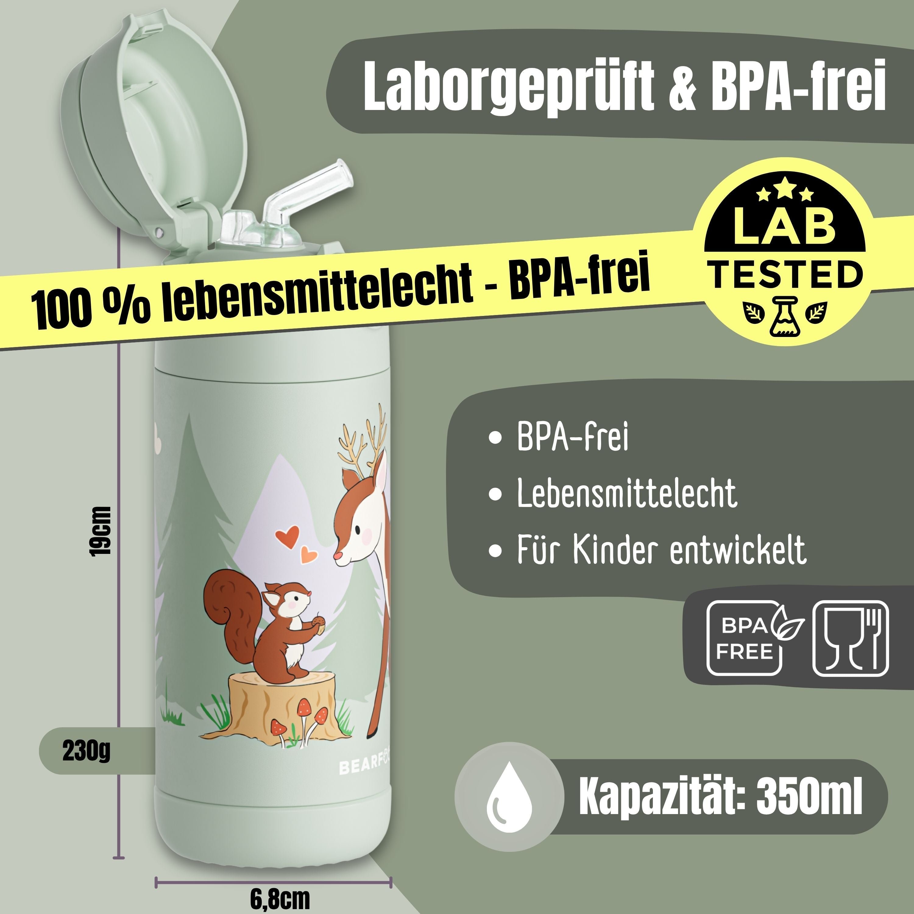 bearfoot-isolierflasche-kinder-350ml-reh-gr-n-edelstahl-thermo image 5