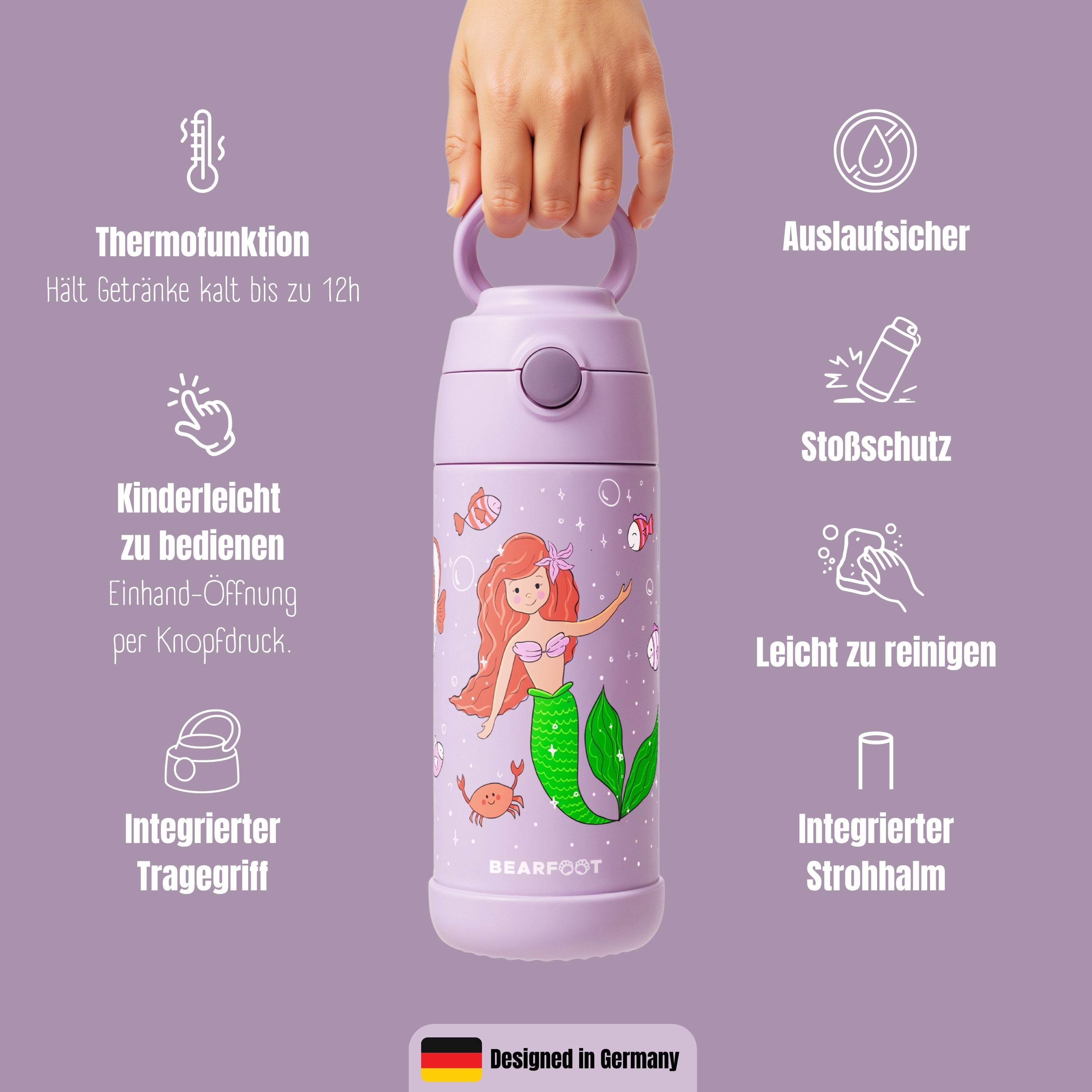 bearfoot-isolierflaschen-thermo-meerjungfrau-lila-350-ml-edelstahl image 8
