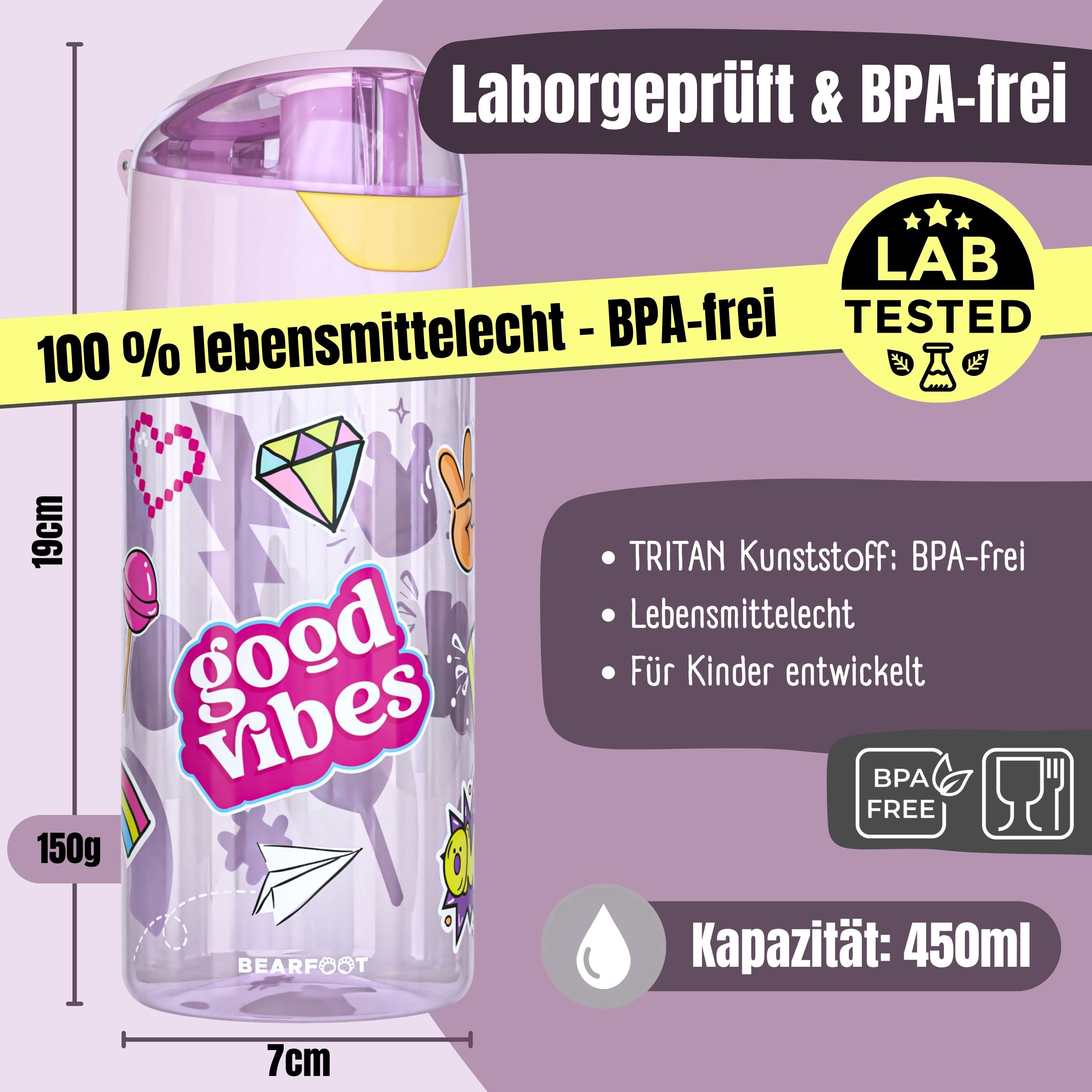 bearfoot-trinkflaschen-sticker-450ml-trinkflasche-lila-bpa-frei image 3