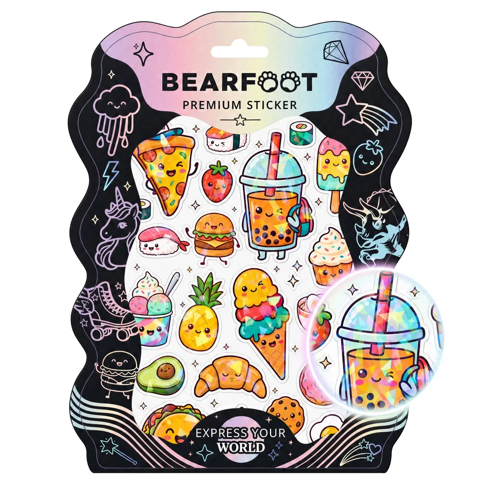 bearfoot-accessoires-premium-sticker-holografisch-din-a5-food image 1
