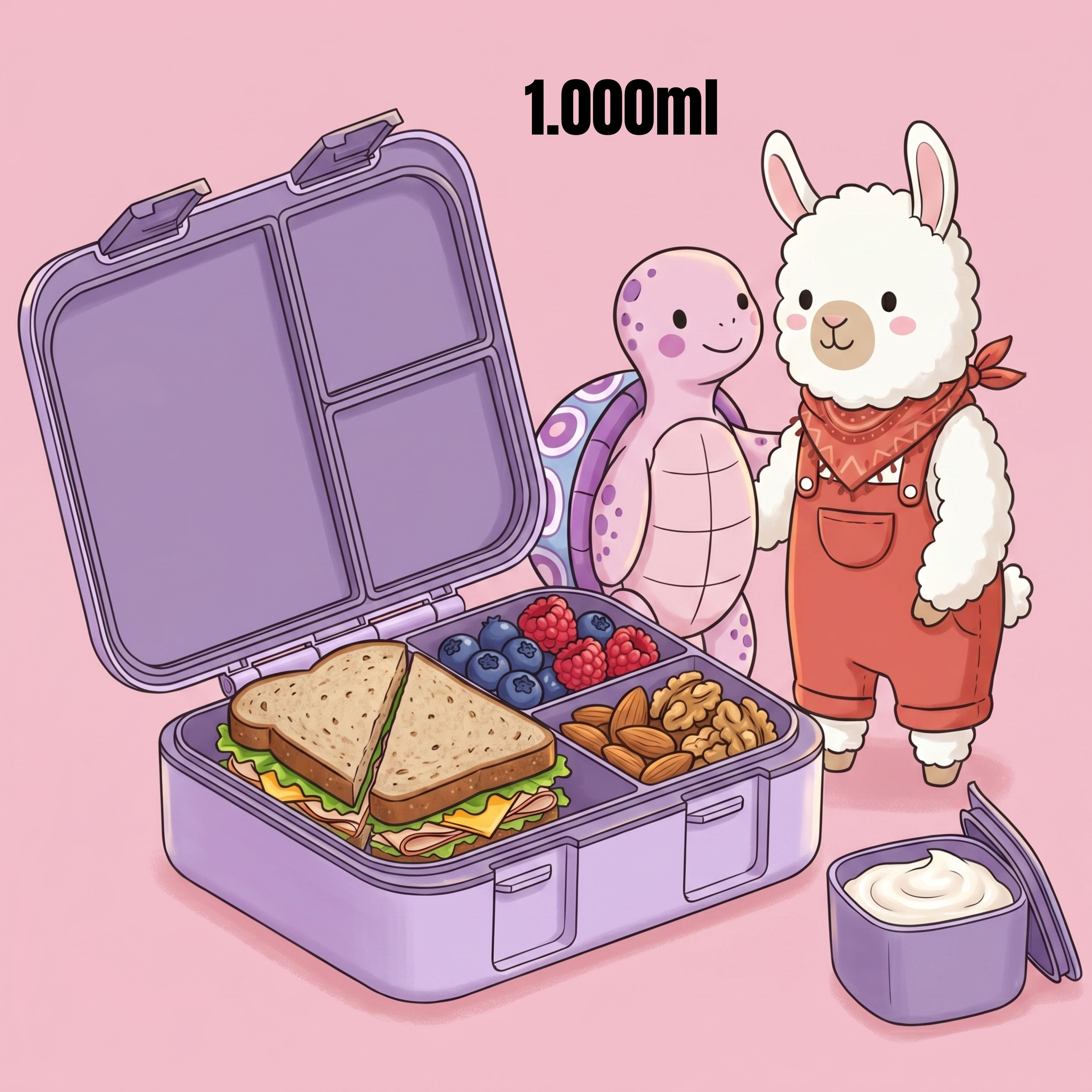 bearfoot-brotdosen-lama-lila-brotdose-1000ml-bpa-frei-mit-f-chern image 5