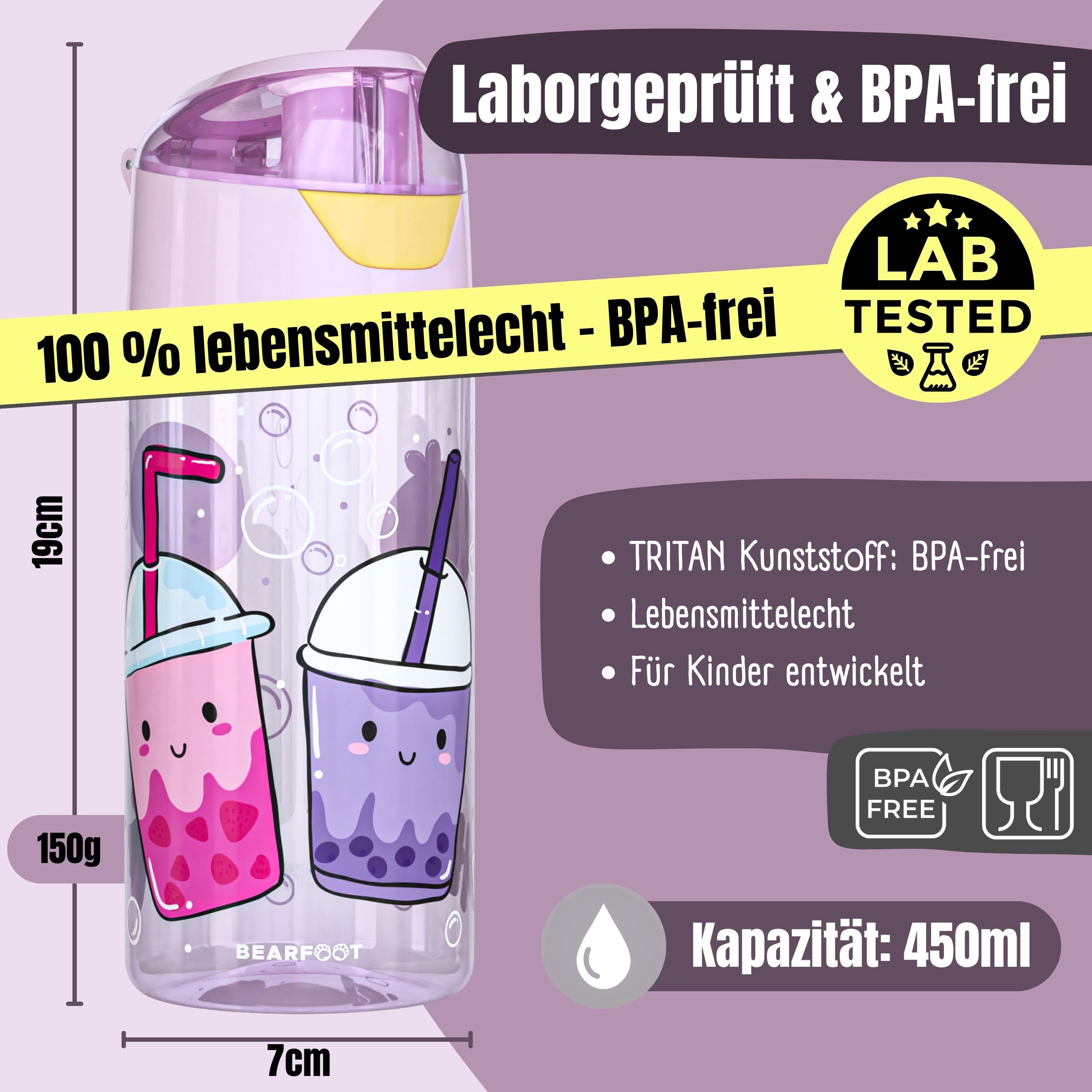 bearfoot-trinkflaschen-bubble-tea-trinkflasche-450ml-bpa-frei image 3