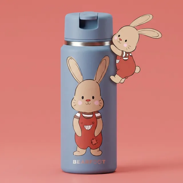 bearfoot-tiny-hase-trinkflasche-edelstahl-200ml-isoliert image 1