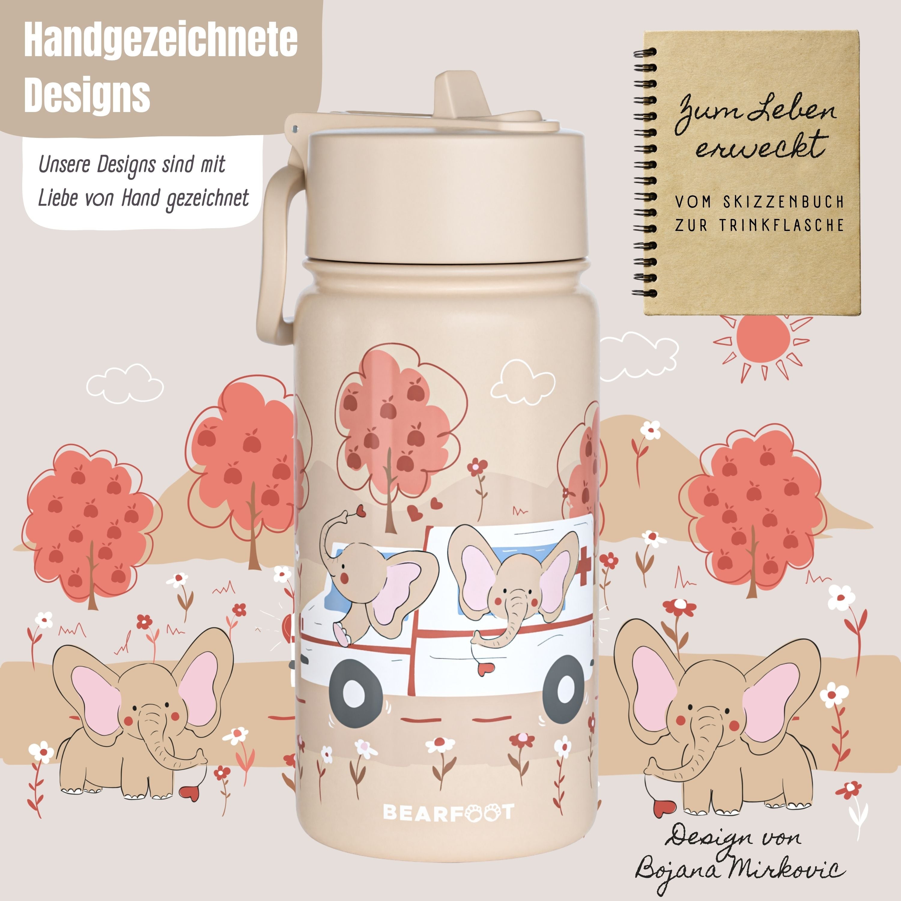 bearfoot-isolierflasche-kinder-krankenwagen-braun-400ml image 2