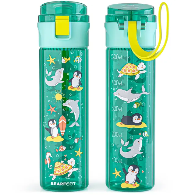 bearfoot-trinkflasche-kinder-500ml-ozean-mint-stimmungs-skala image 1