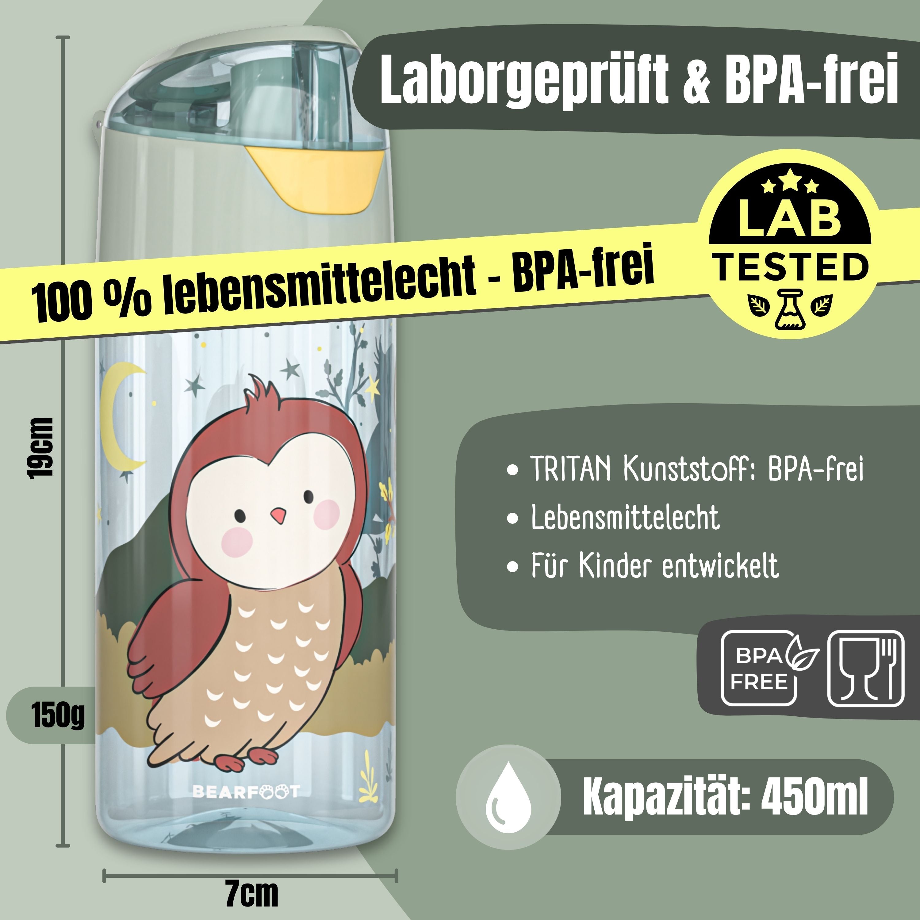 bearfoot-trinkflaschen-eule-sage-trinkflasche-450ml-bpa-frei image 4