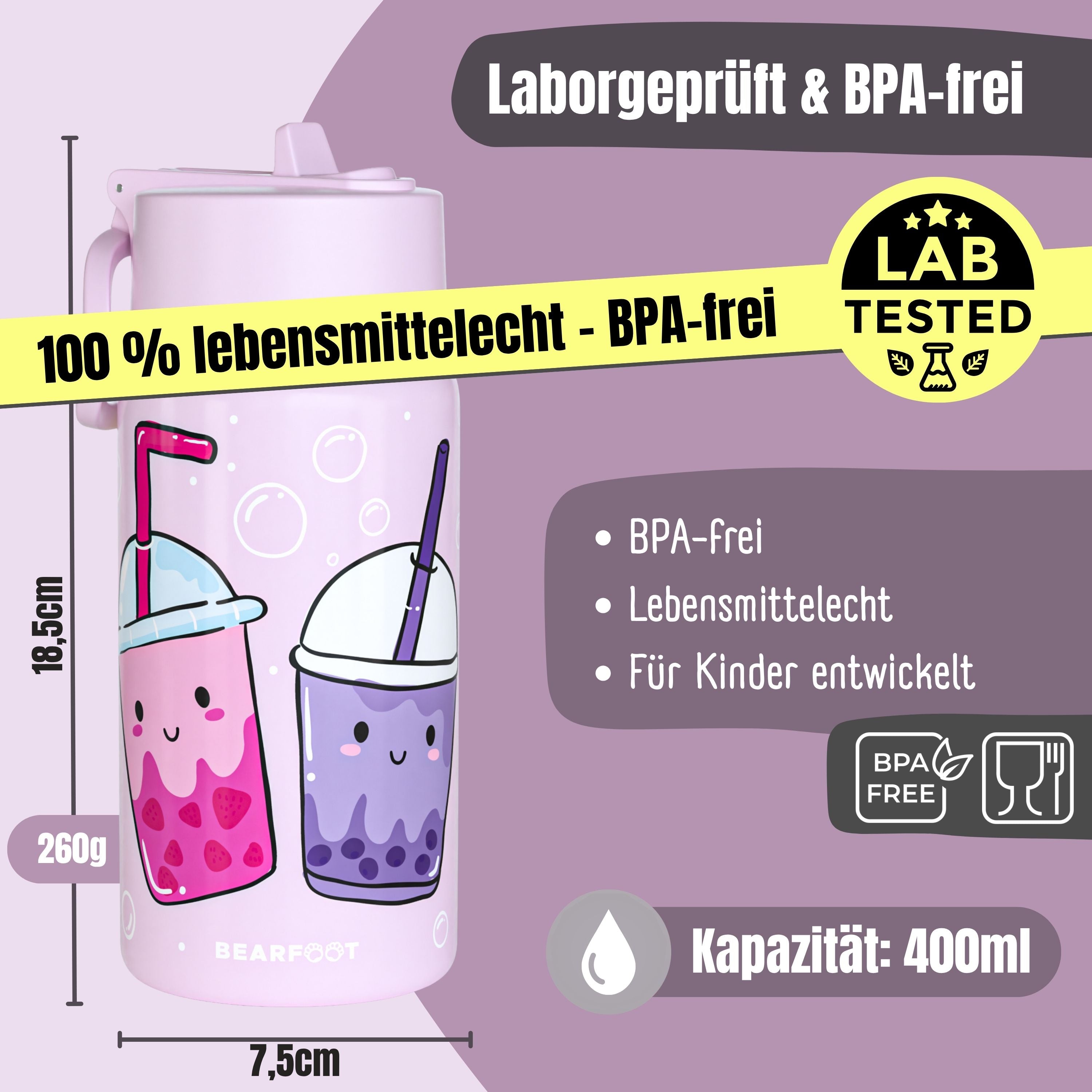 bearfoot-isolierflaschen-bubbletea-trinkflasche-400ml-lila-strohhalm image 4