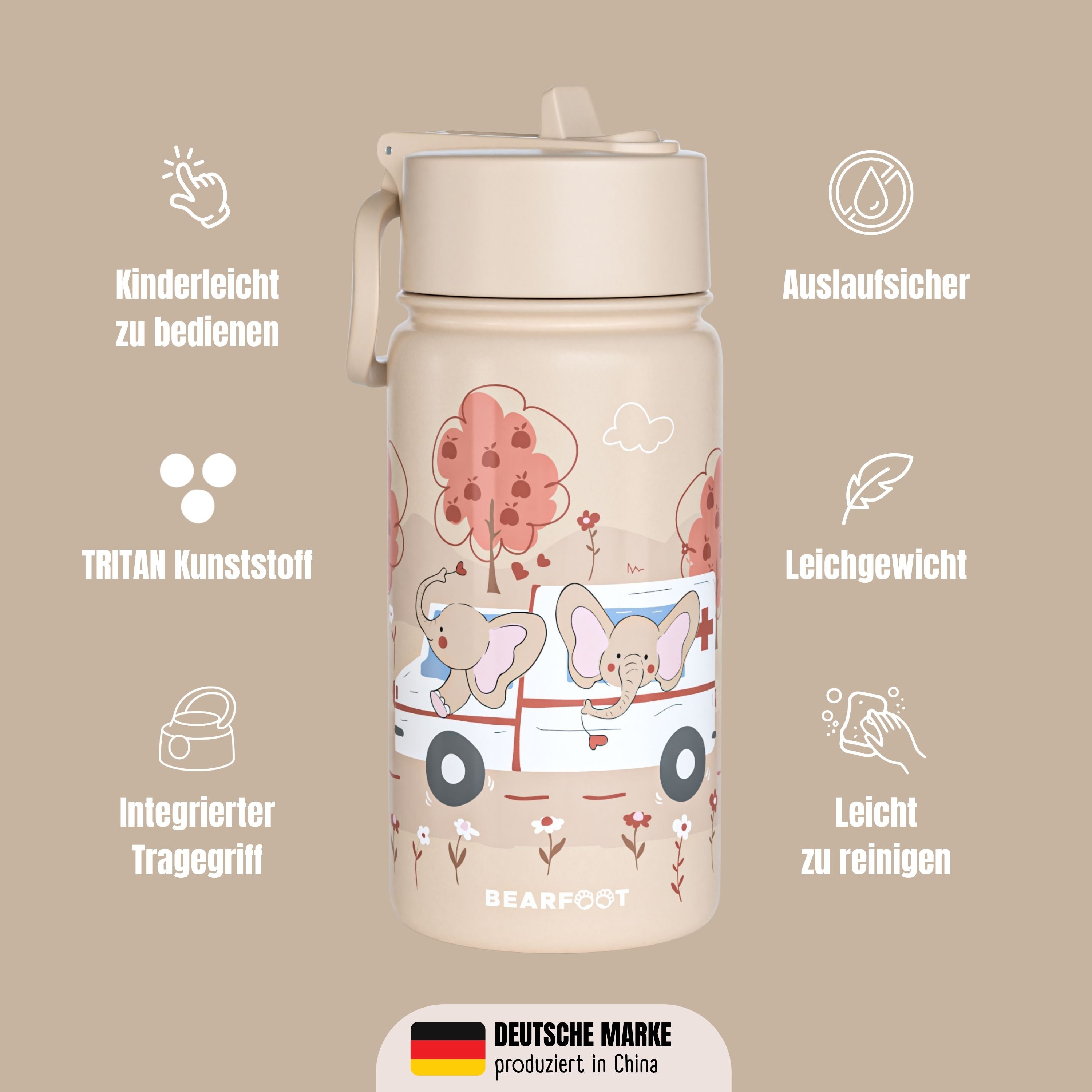 bearfoot-isolierflasche-kinder-krankenwagen-braun-400ml image 3