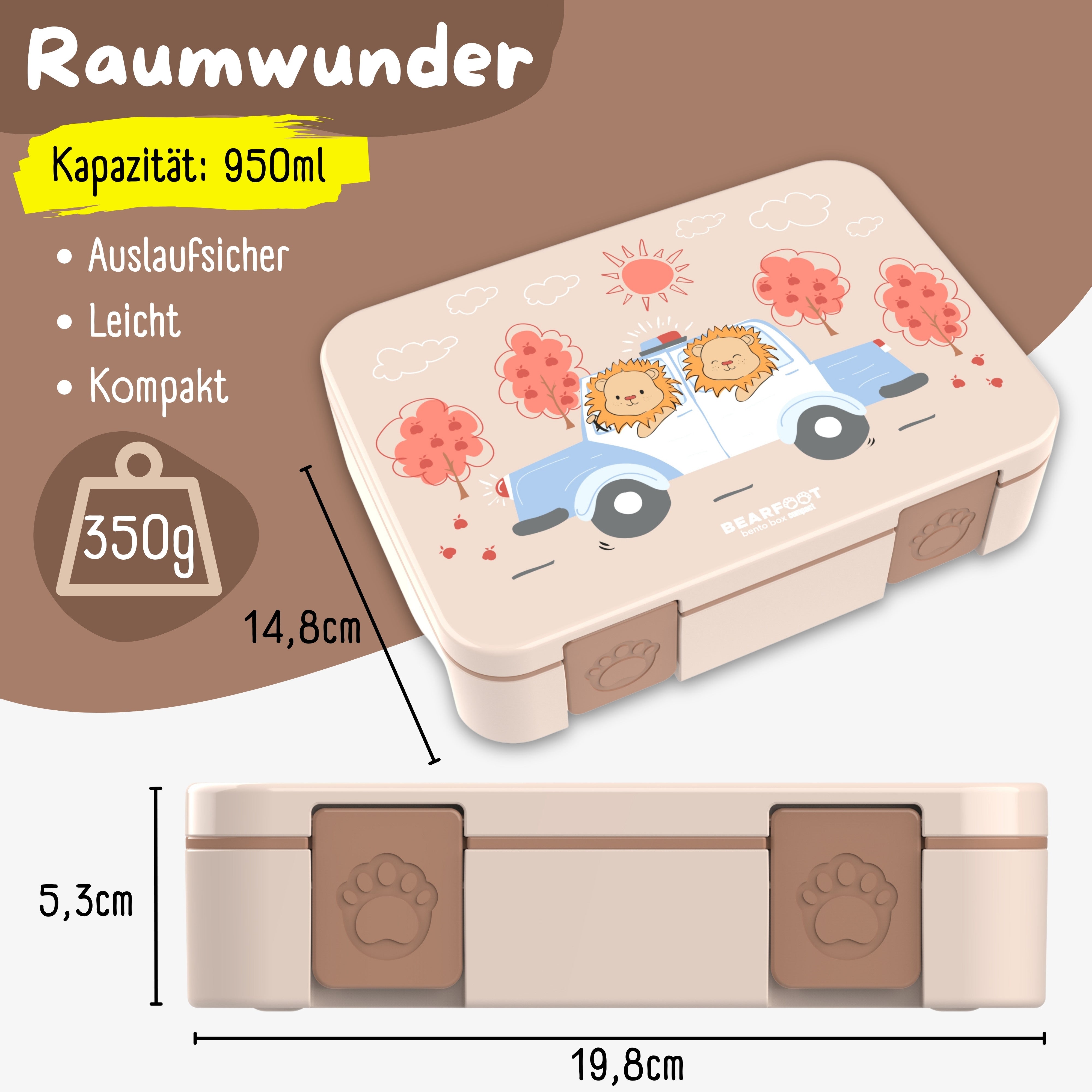 bearfoot-brotdosen-polizei-brotdose-950ml-braun-auslaufsicher image 5