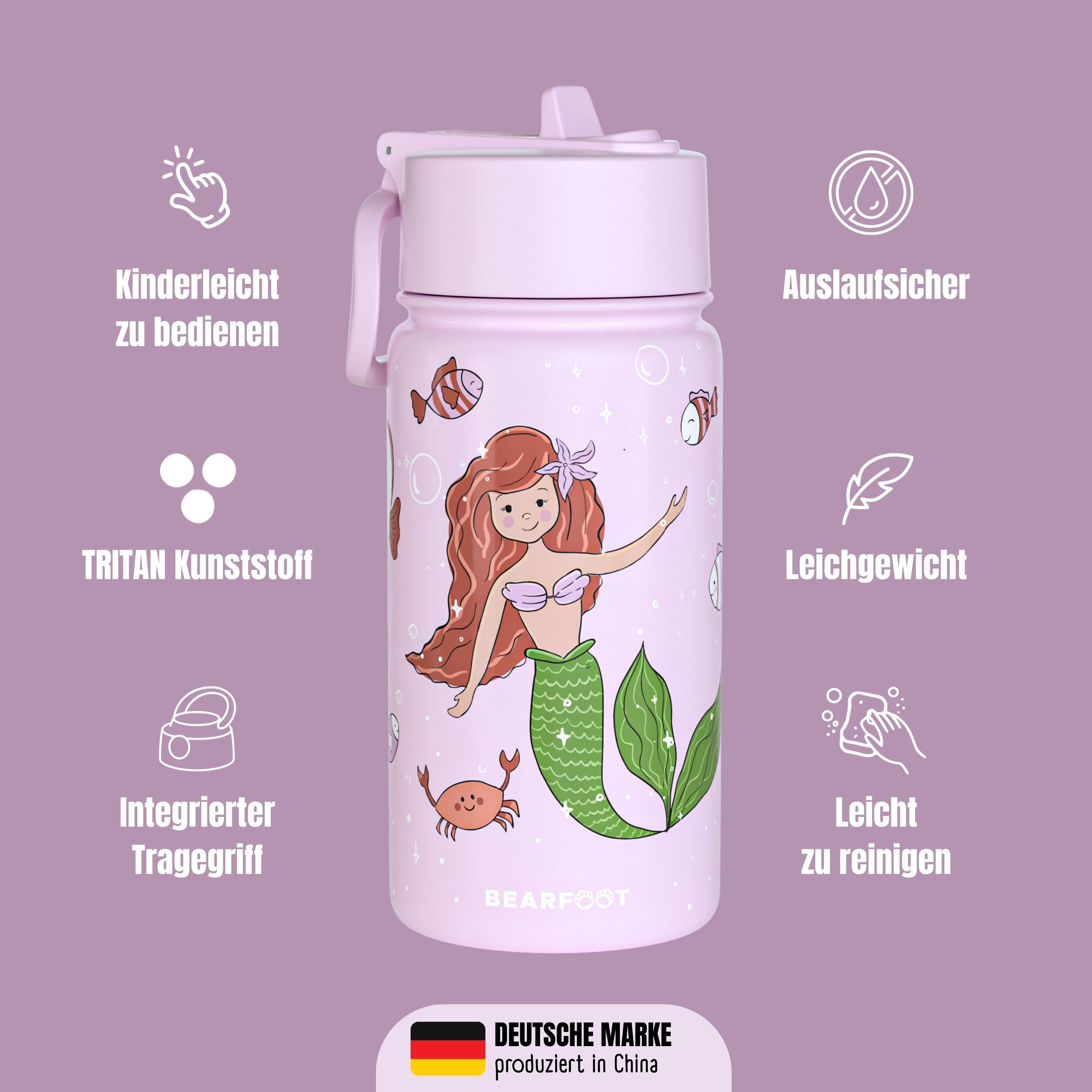 bearfoot-isolierflaschen-meerjungfrau-trinkflasche-400ml-lila image 4