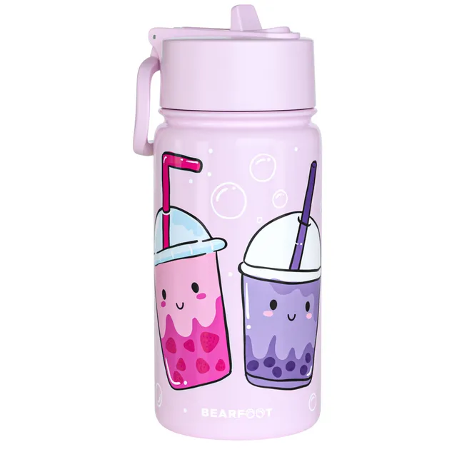 bearfoot-isolierflaschen-bubbletea-trinkflasche-400ml-lila-strohhalm image 1