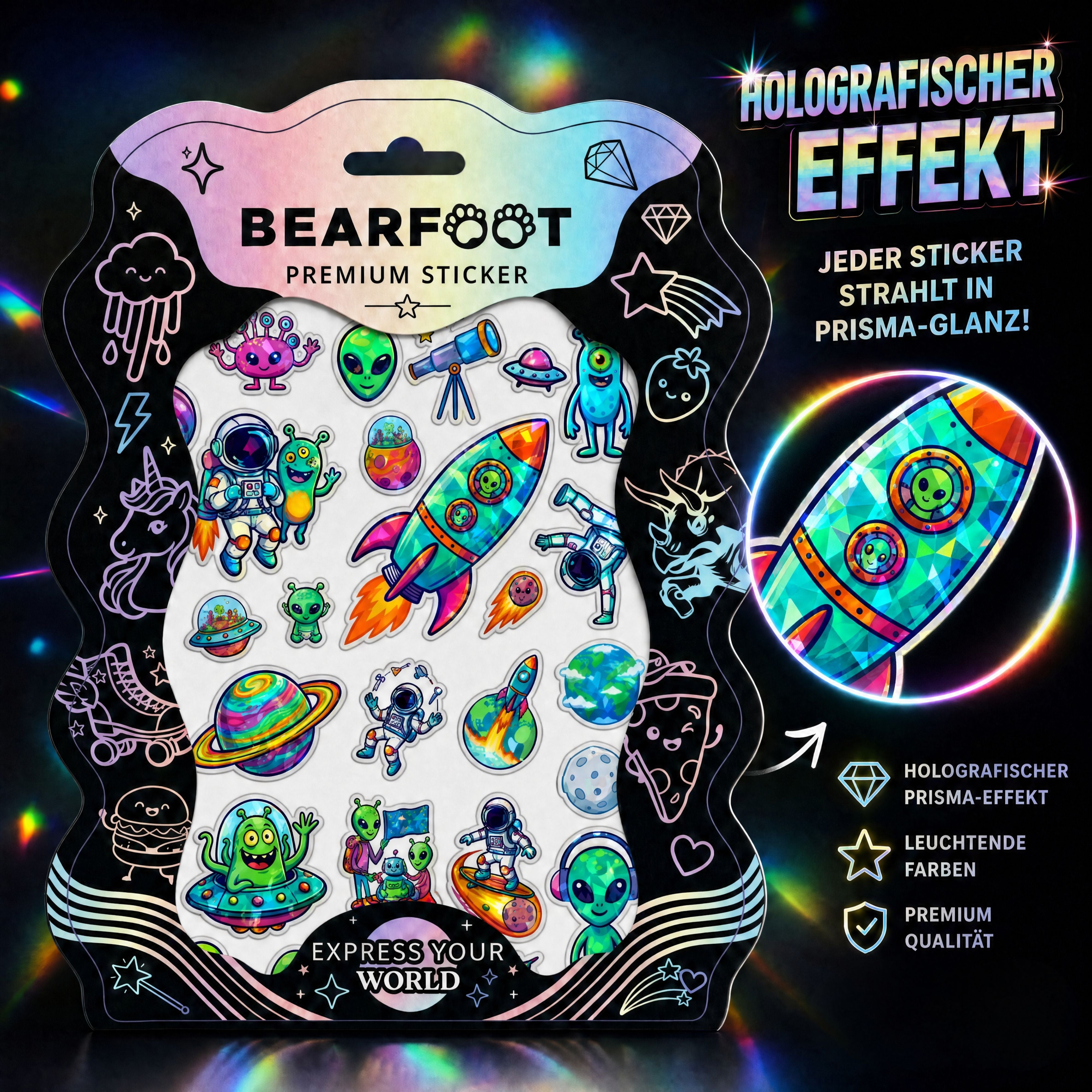 bearfoot-premium-sticker-space-aufkleber-din-a5-holografisch image 2