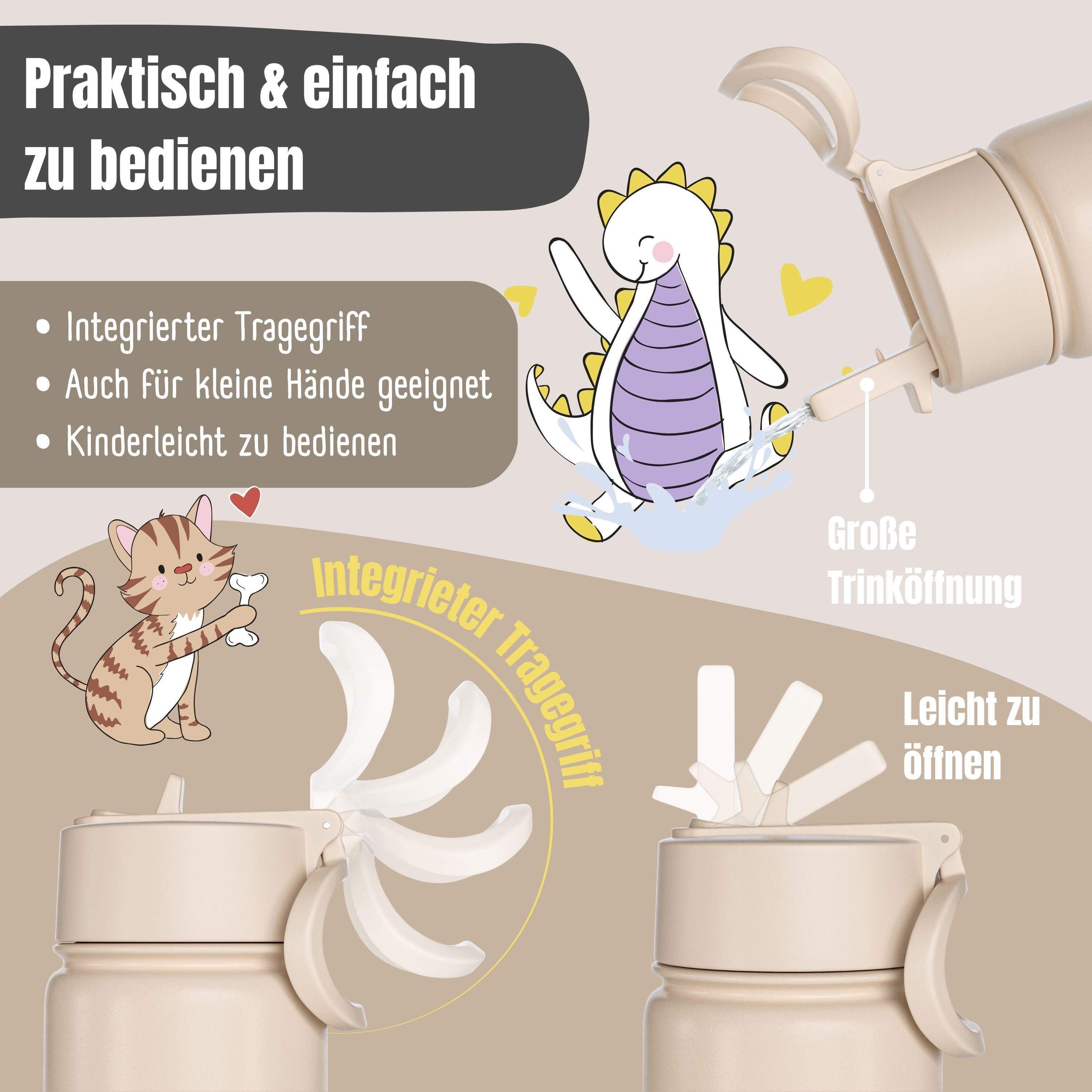 bearfoot-isolierflaschen-thermoflasche-dinos-braun-400-ml image 5