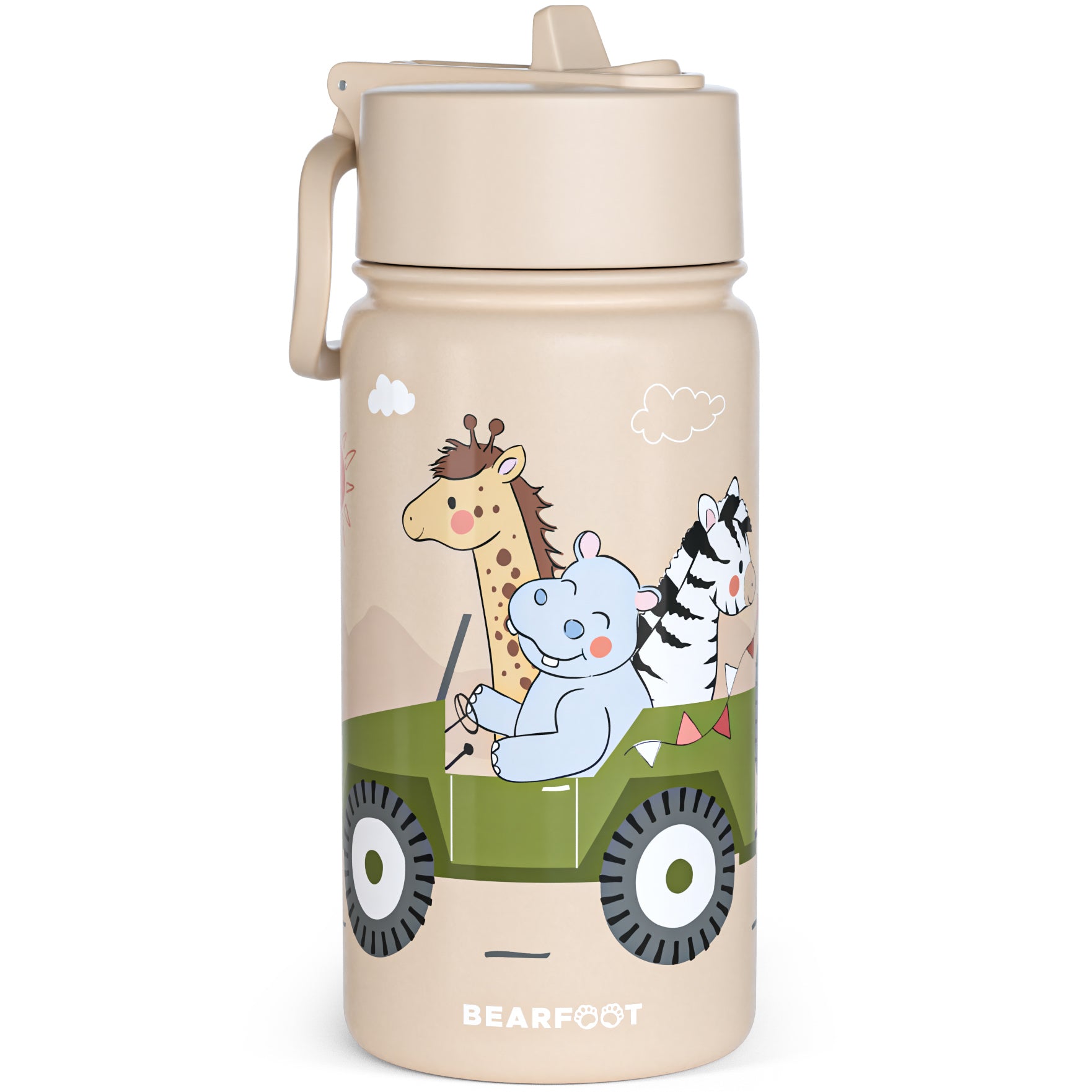 bearfoot-isolierflasche-kinder-400ml-safari-braun-edelstahl-thermo image 2