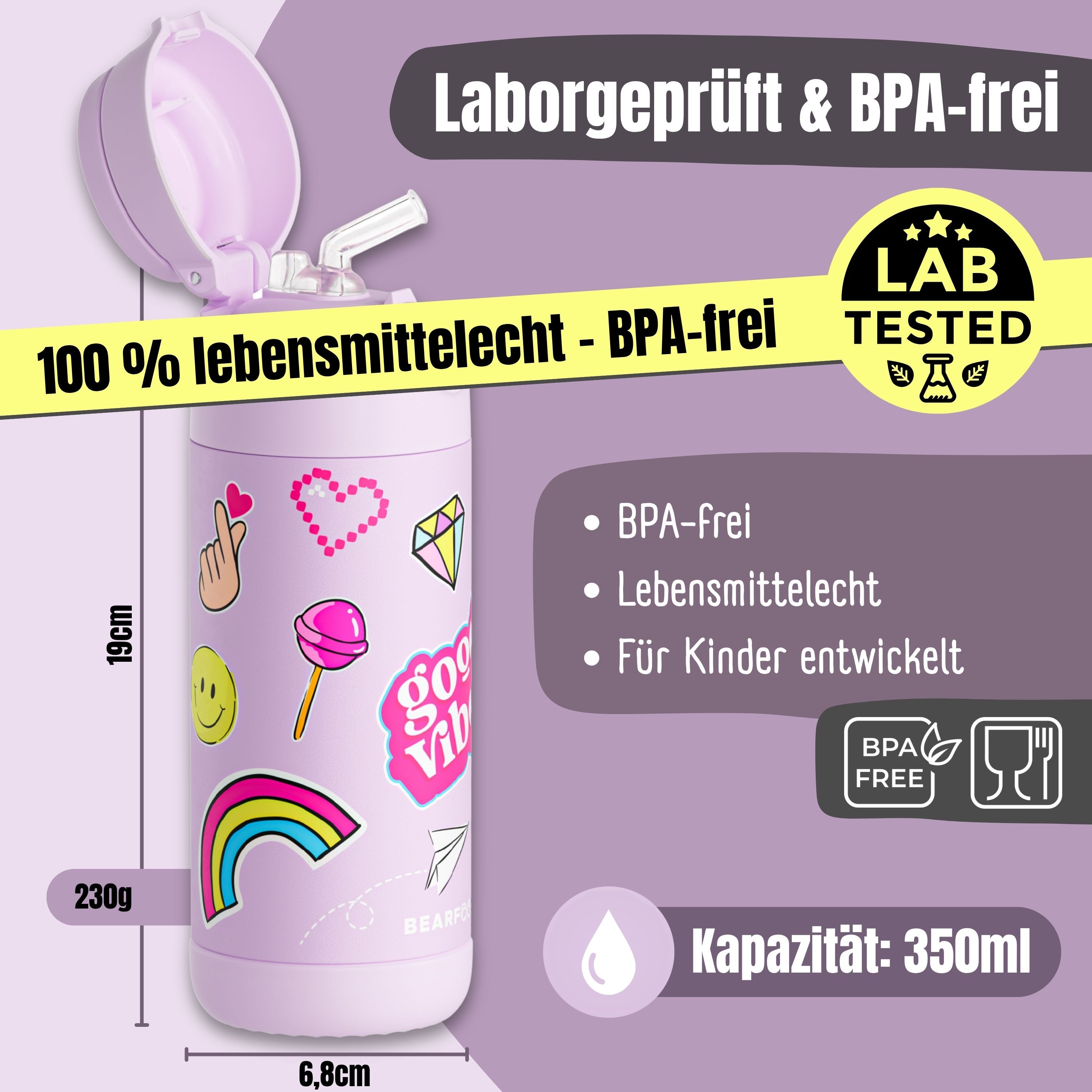 bearfoot-isolierflasche-thermo-trinkflasche-sticker-lila-350-ml image 5