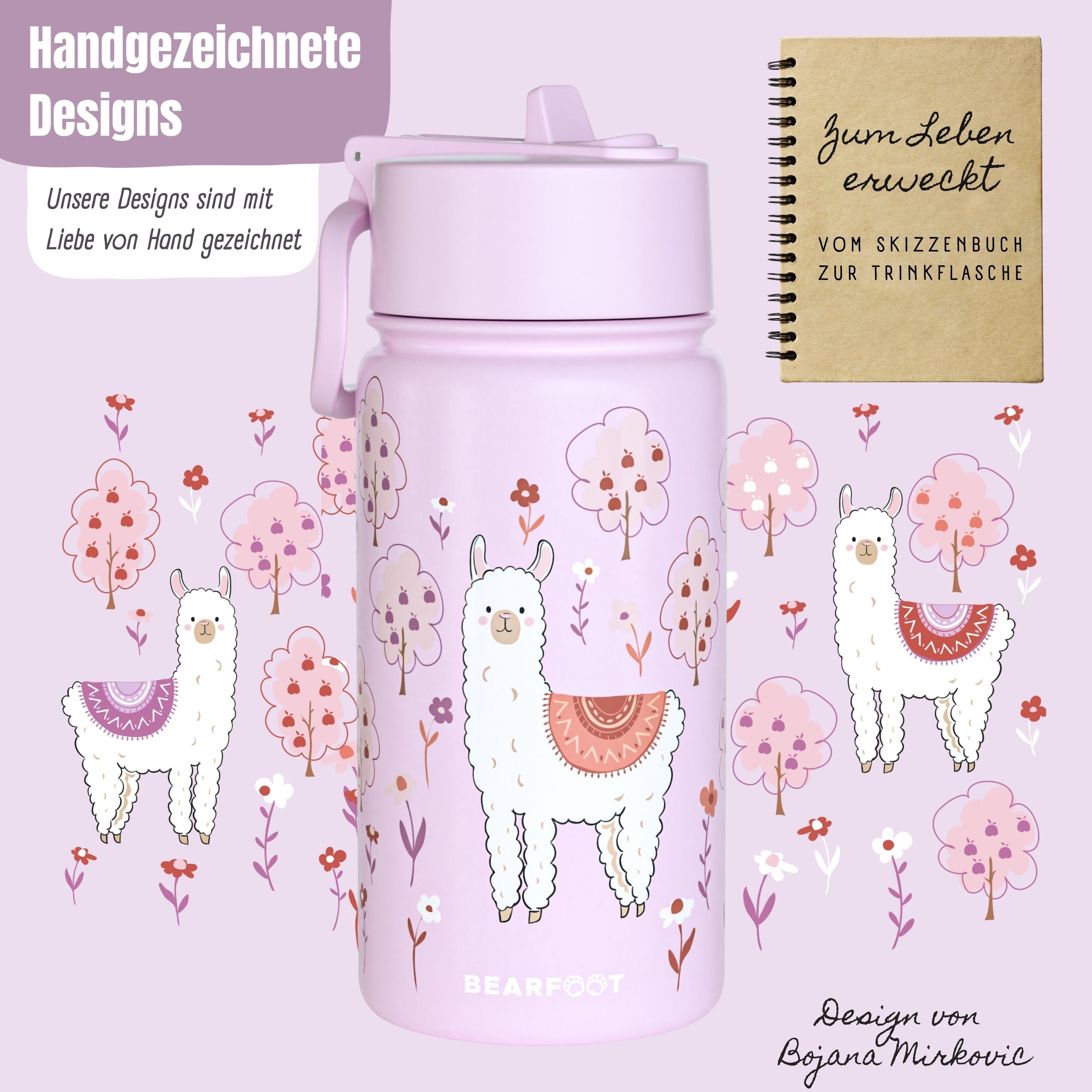 bearfoot-thermo-lama-lila-isolierflasche-400-ml-edelstahl image 3