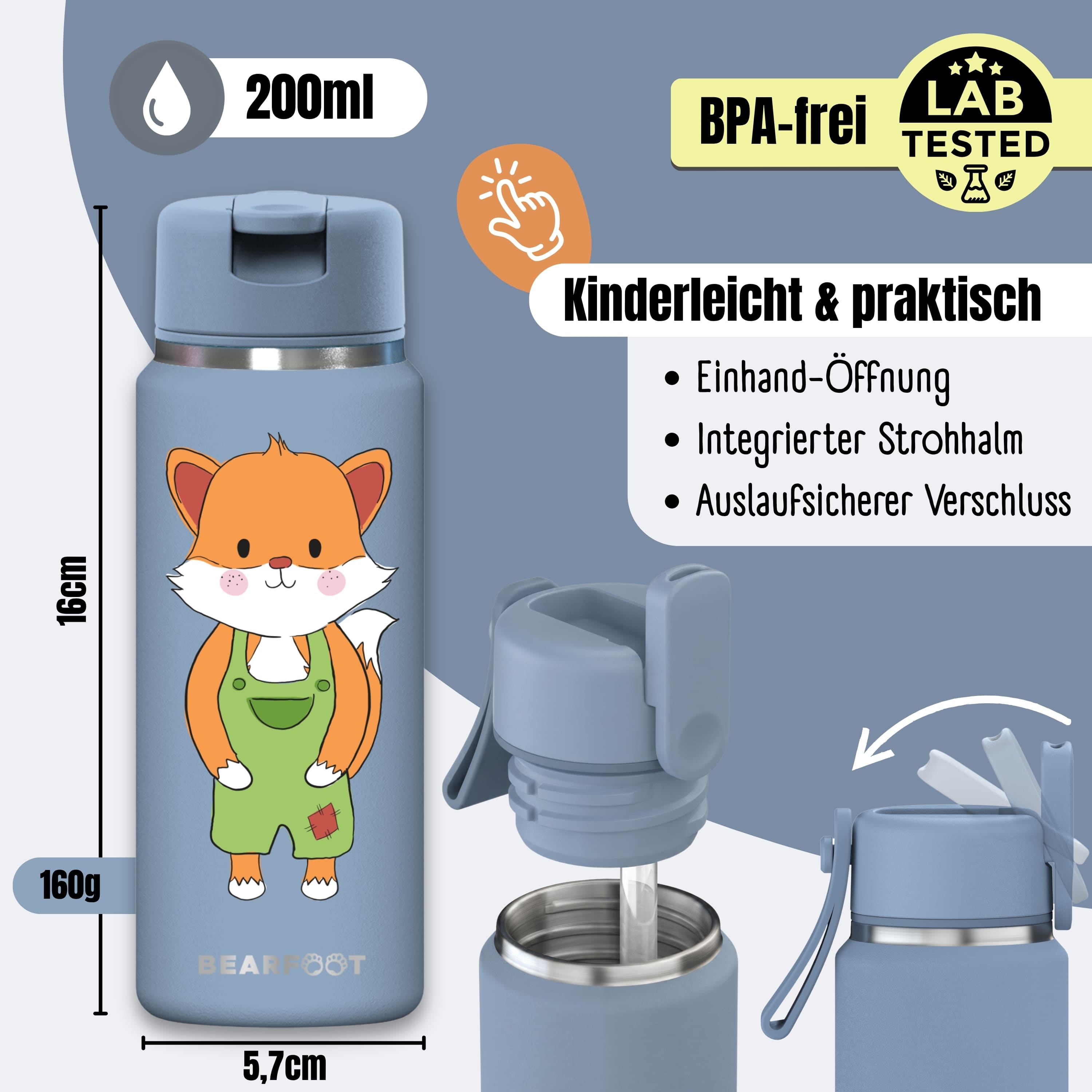 bearfoot-tiny-thermo-trinkflasche-edelstahl-200ml-fuchs image 4