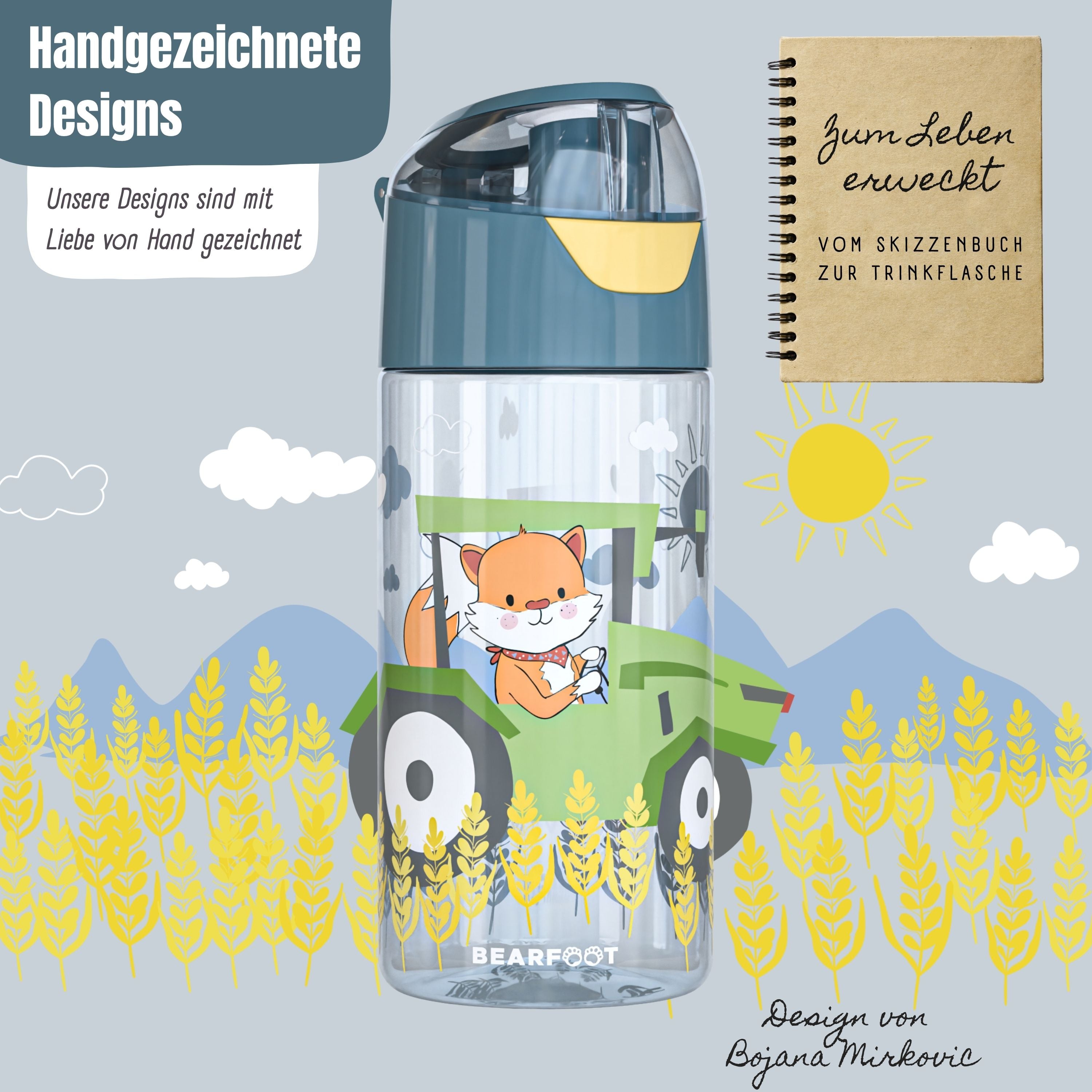bearfoot-trinkflaschen-traktor-fuchs-trinkflasche-450ml-bpa-frei image 3
