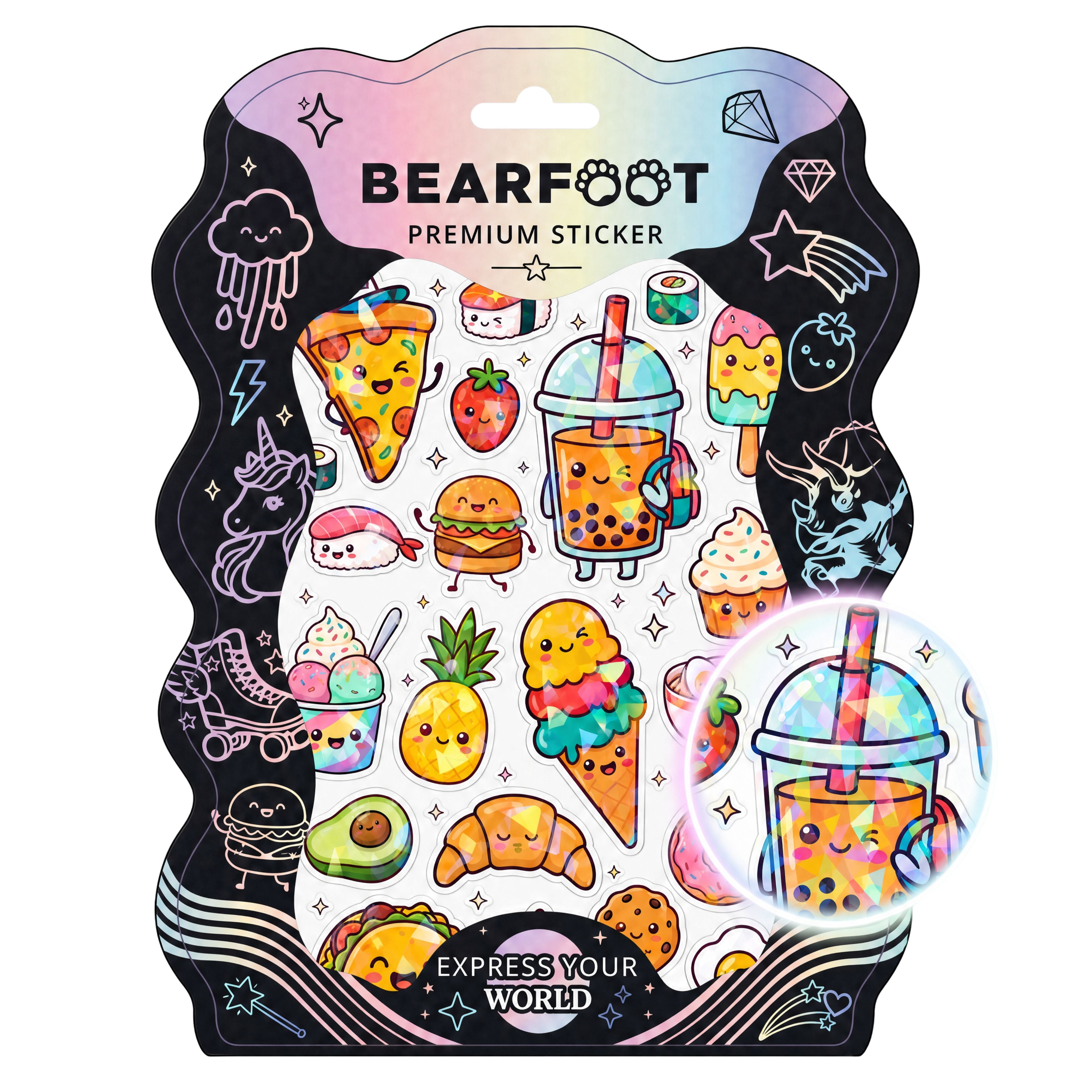 bearfoot-accessoires-premium-sticker-holografisch-din-a5-food image 1