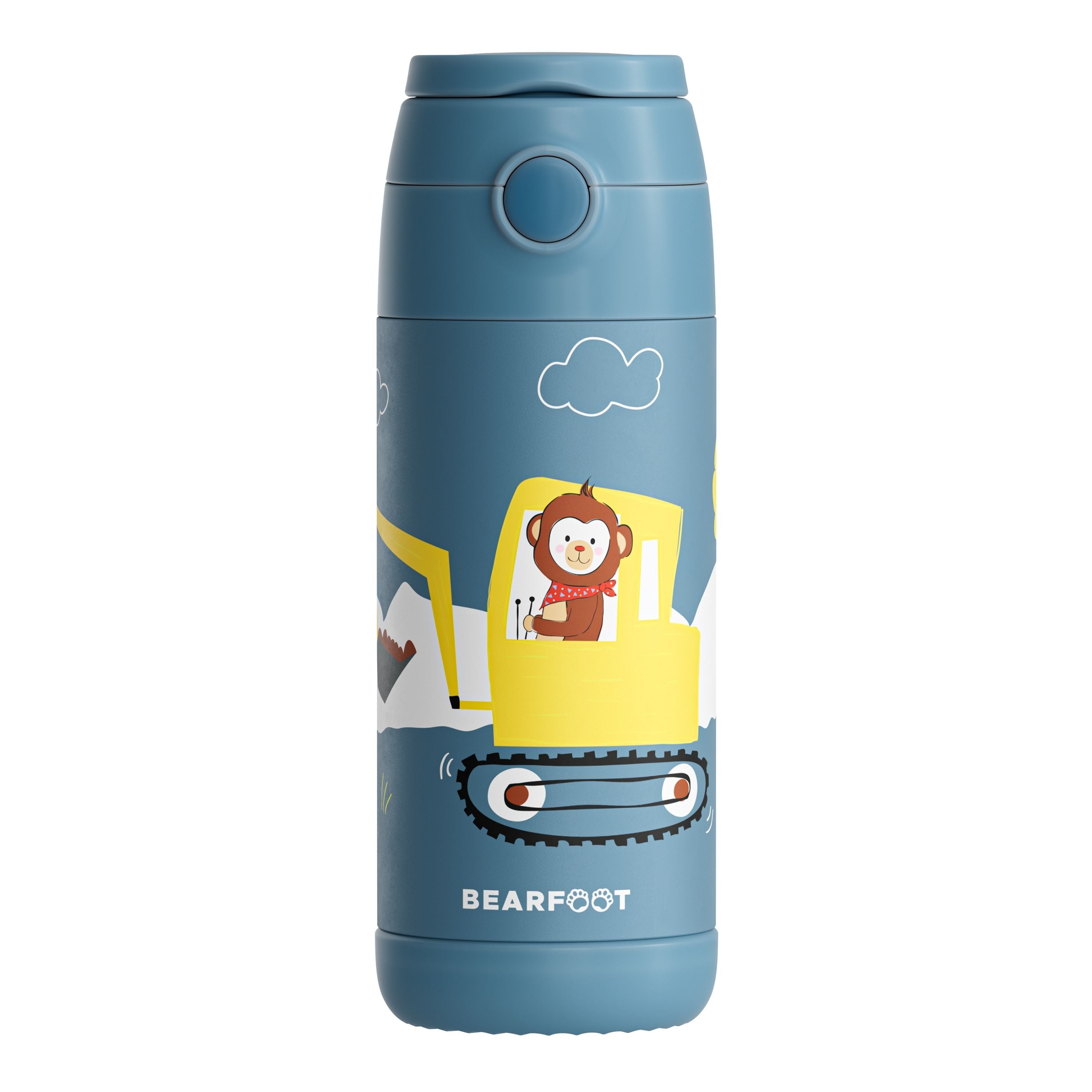 bearfoot-thermo-trinkflasche-350-ml-bagger-affe-blau-edelstahl image 3