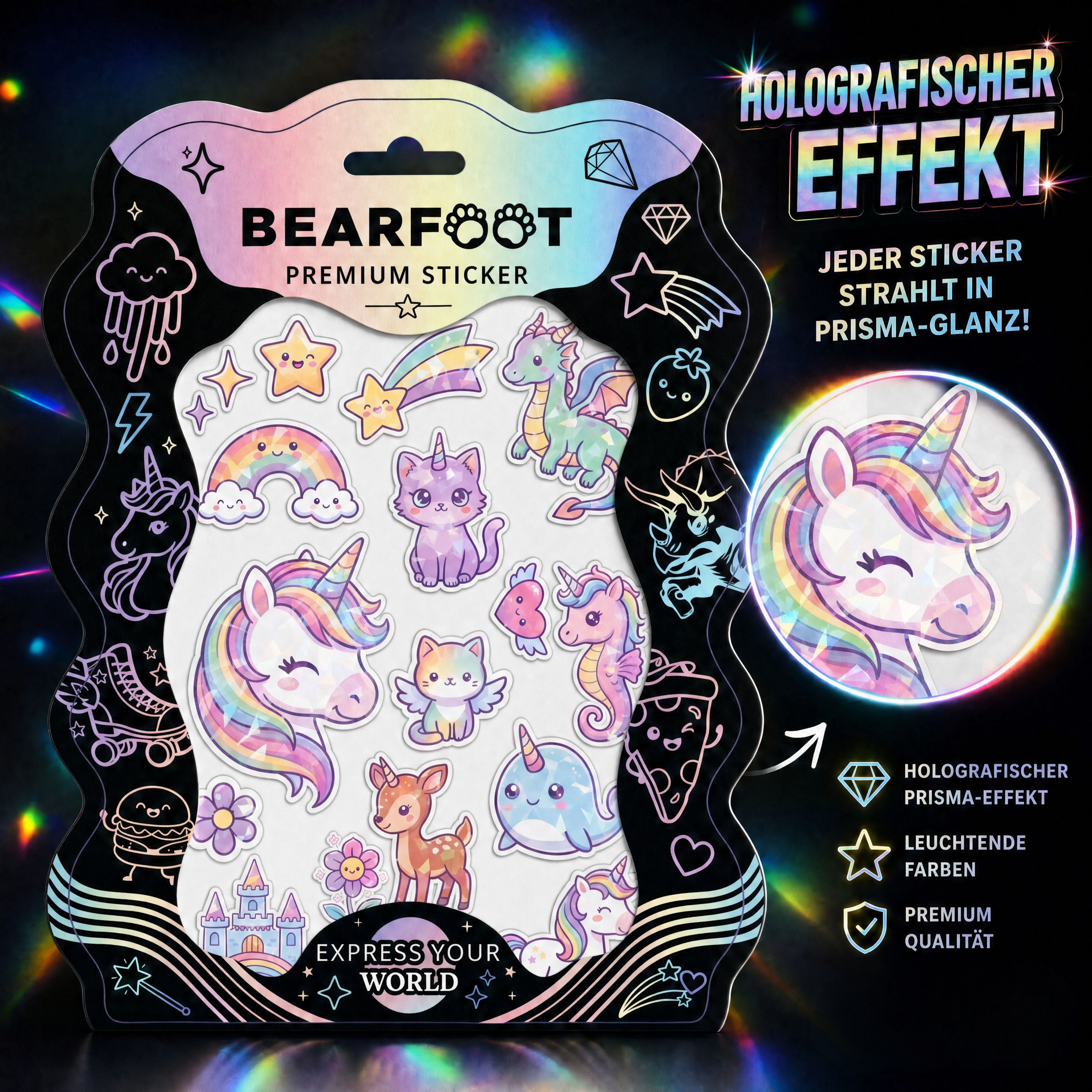 bearfoot-accessoires-magical-din-a5-sticker-holografisch-prisma image 2