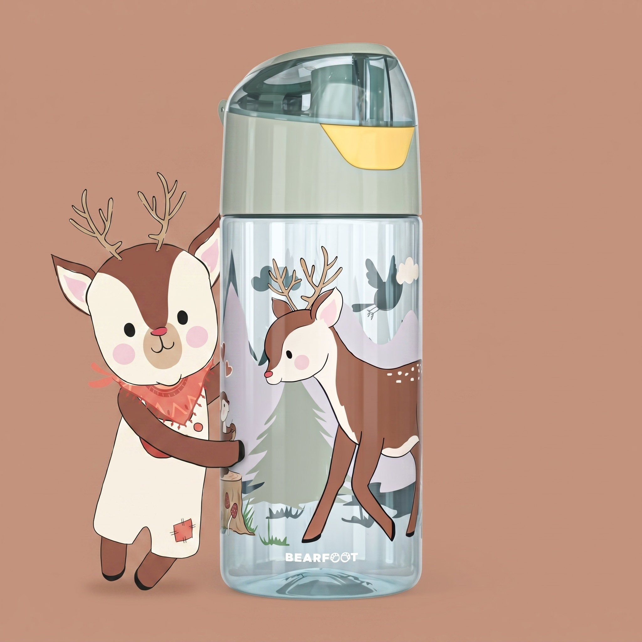 bearfoot-trinkflasche-kinder-450-ml-reh-sage-tritan image 1