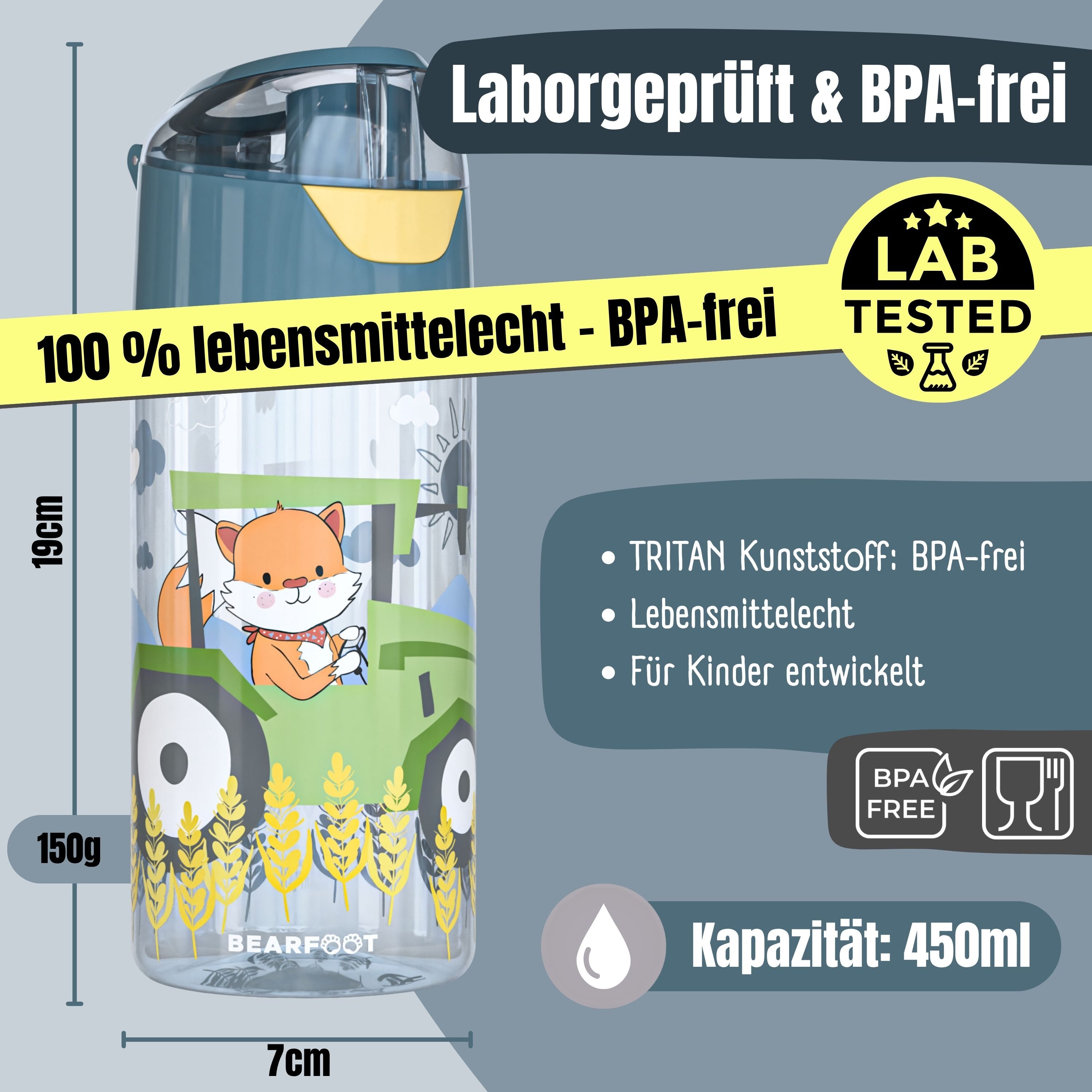bearfoot-trinkflaschen-traktor-fuchs-trinkflasche-450ml-bpa-frei image 4