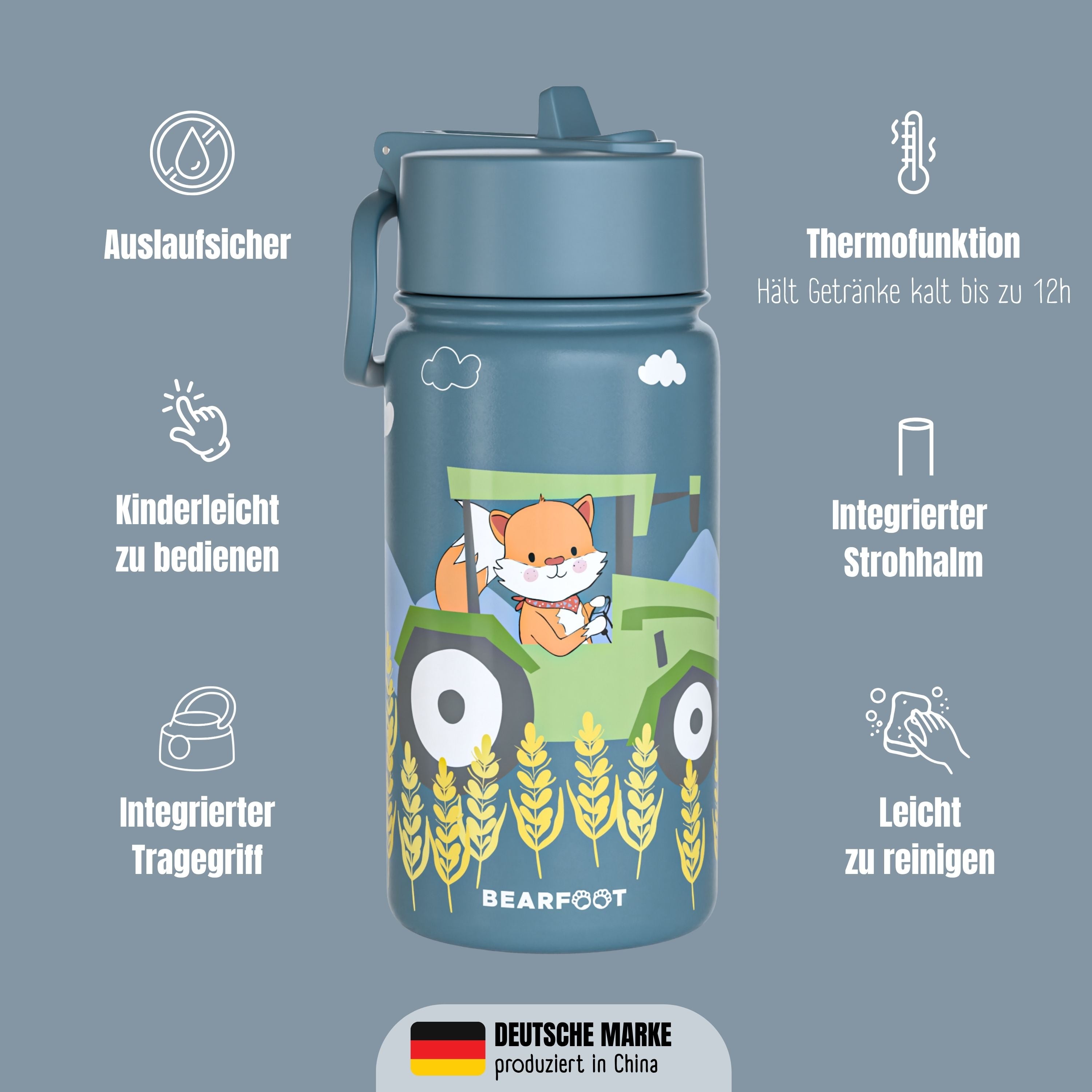 bearfoot-isolierflasche-thermo-trinkflasche-traktor-400-ml image 4