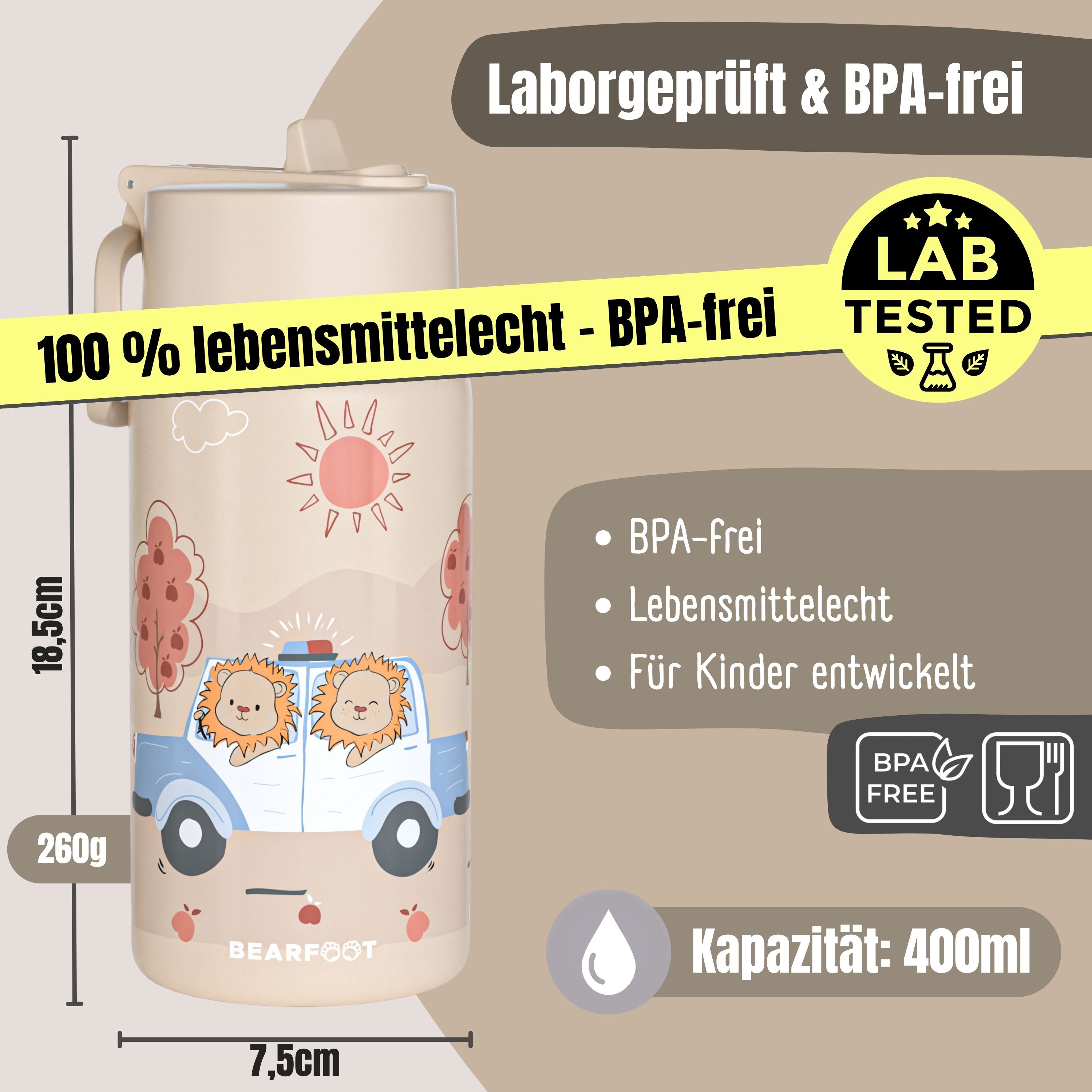 bearfoot-isolierflaschen-polizei-thermo-trinkflasche-400-ml-braun image 4