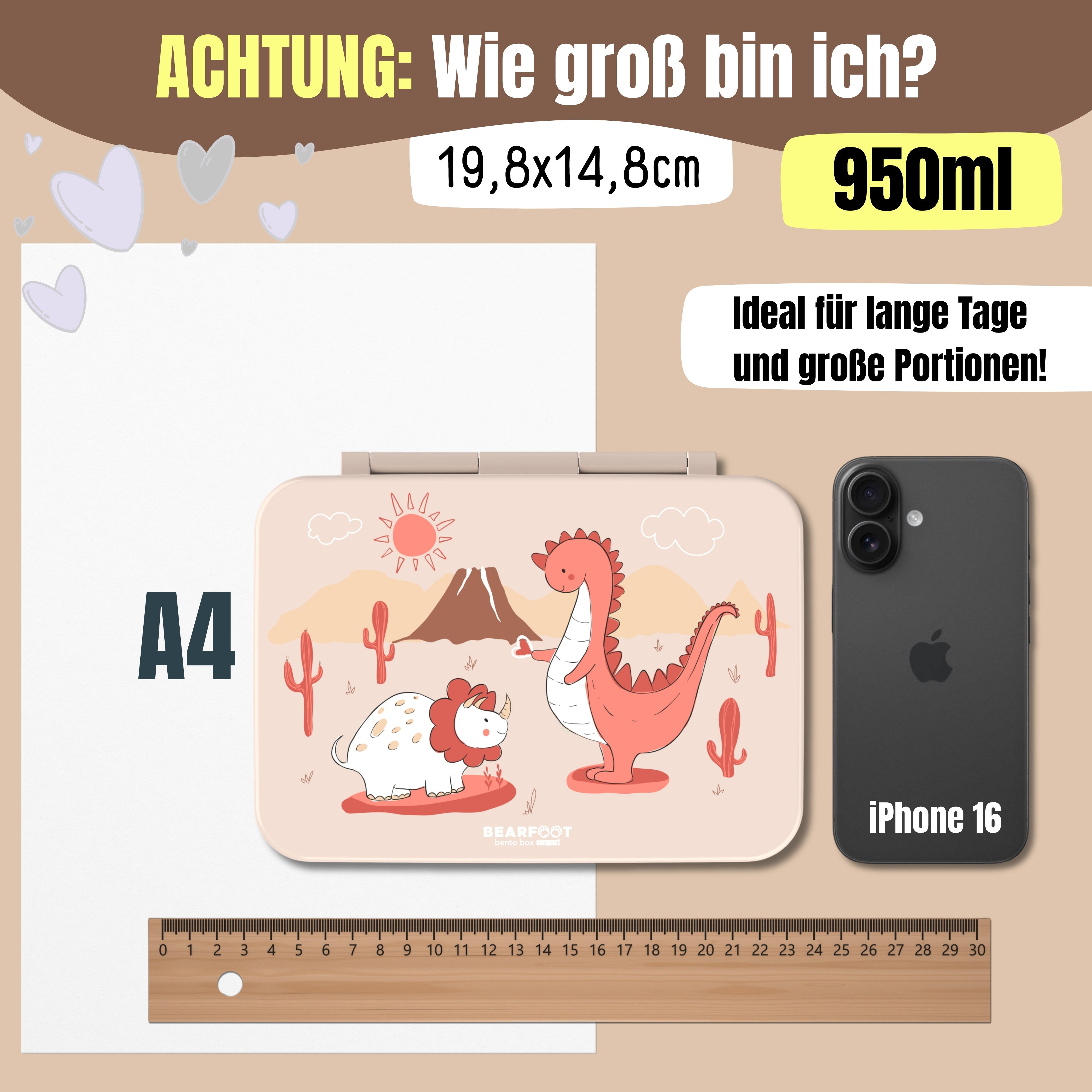 bearfoot-brotdosen-compact-brotdose-dino-braun-950-ml-auslaufsicher image 8