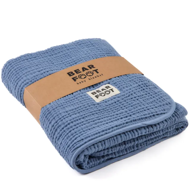 bearfoot-babydecke-musselin-fleece-blau-kuscheldecke image 1