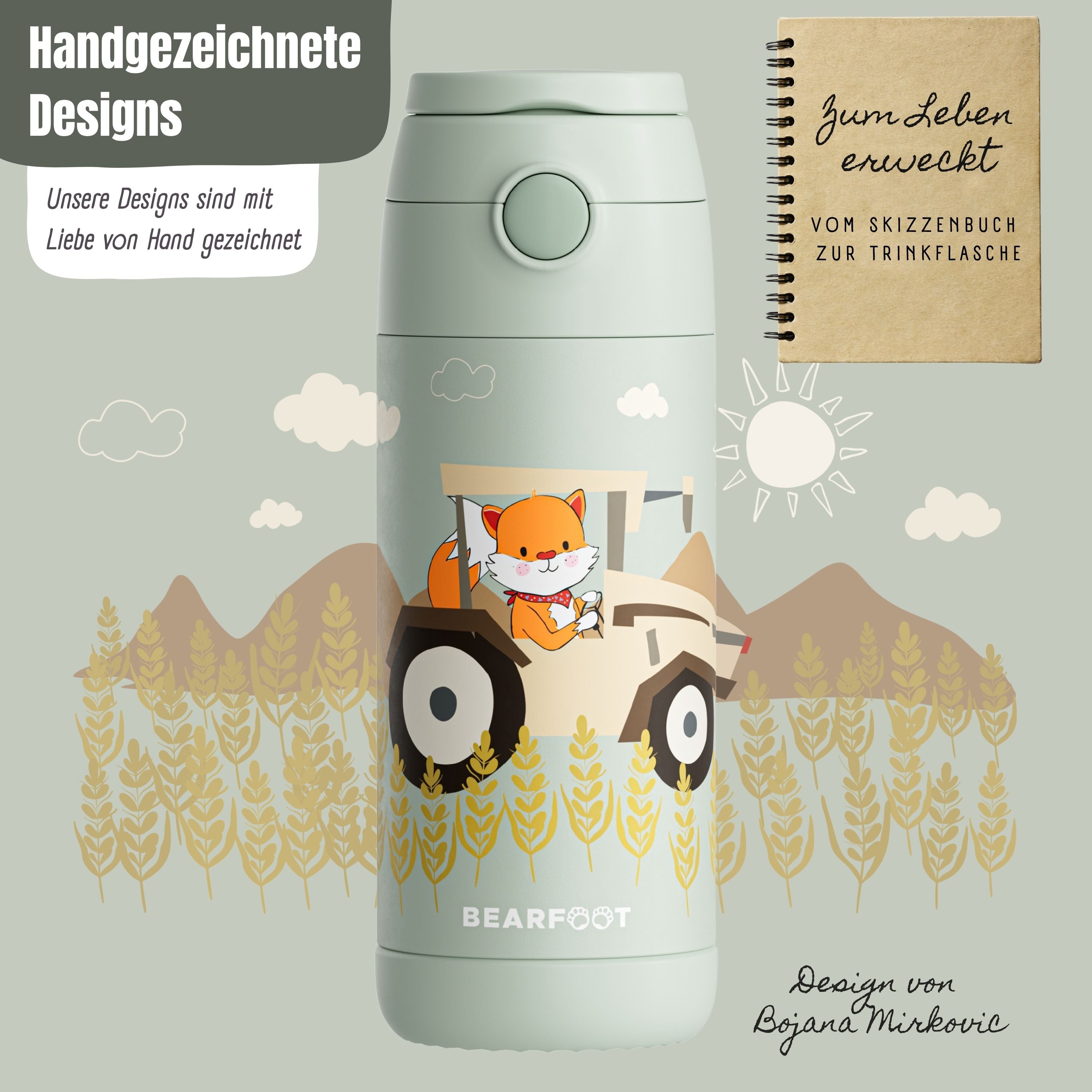 bearfoot-isolierflaschen-trinkflasche-traktor-gr-n-350-ml-12h-kalt image 4