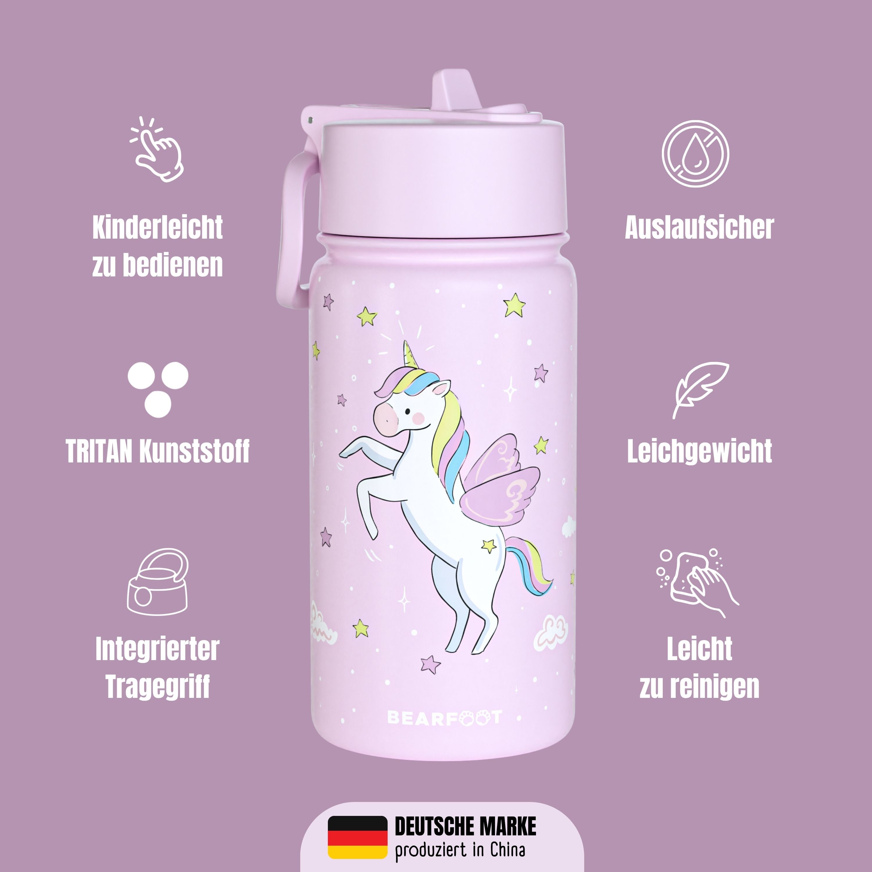bearfoot-isolierflaschen-einhorn-lila-thermo-trinkflasche-400ml image 4