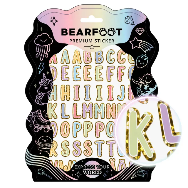 bearfoot-premium-sticker-a5-buchstaben-gold-holografisch image 1