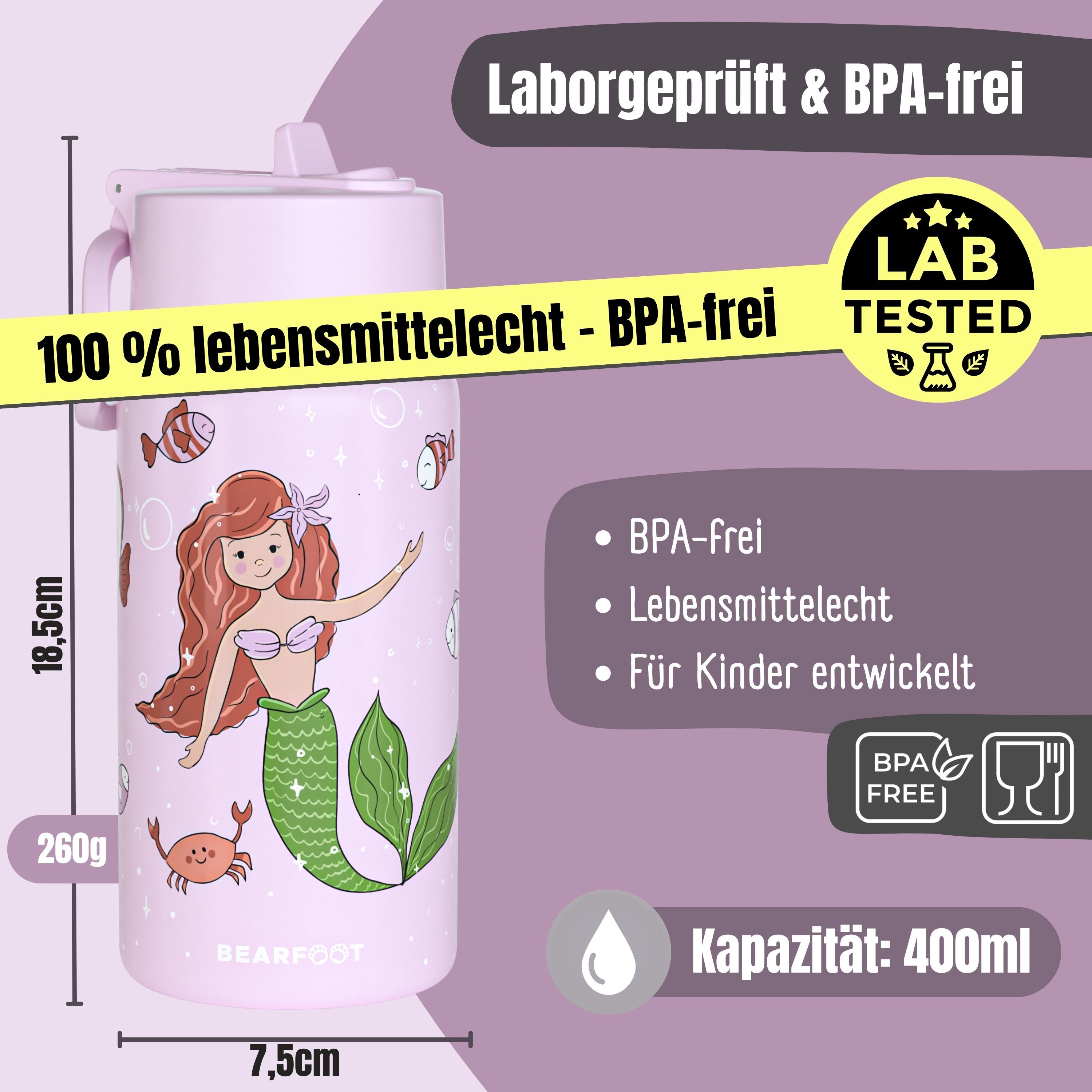 bearfoot-isolierflaschen-meerjungfrau-trinkflasche-400ml-lila image 5