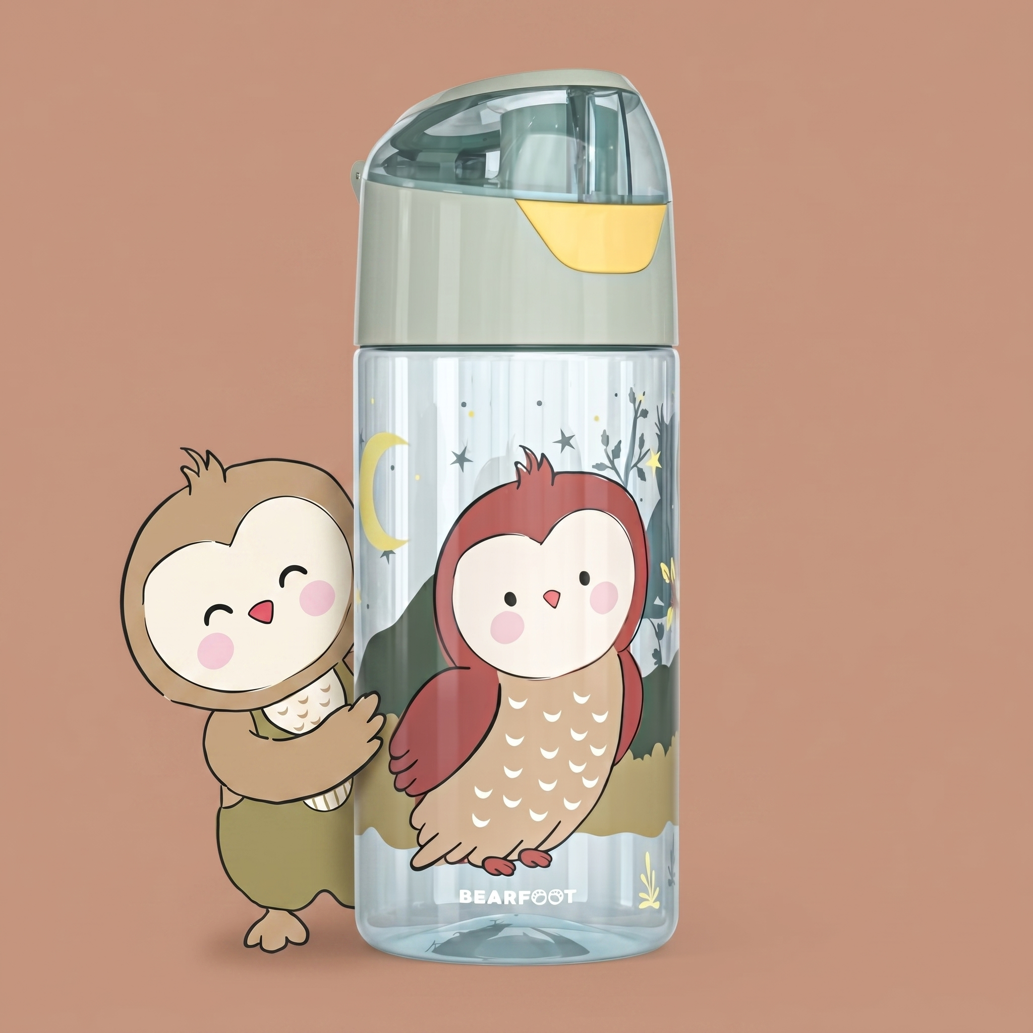 bearfoot-trinkflaschen-eule-sage-trinkflasche-450ml-bpa-frei image 1